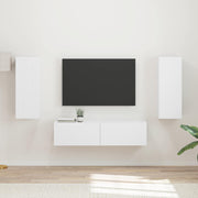 vidaXL Tv-meubelset Wandgemonteerd 2 pcs Wit Bewerkt hout