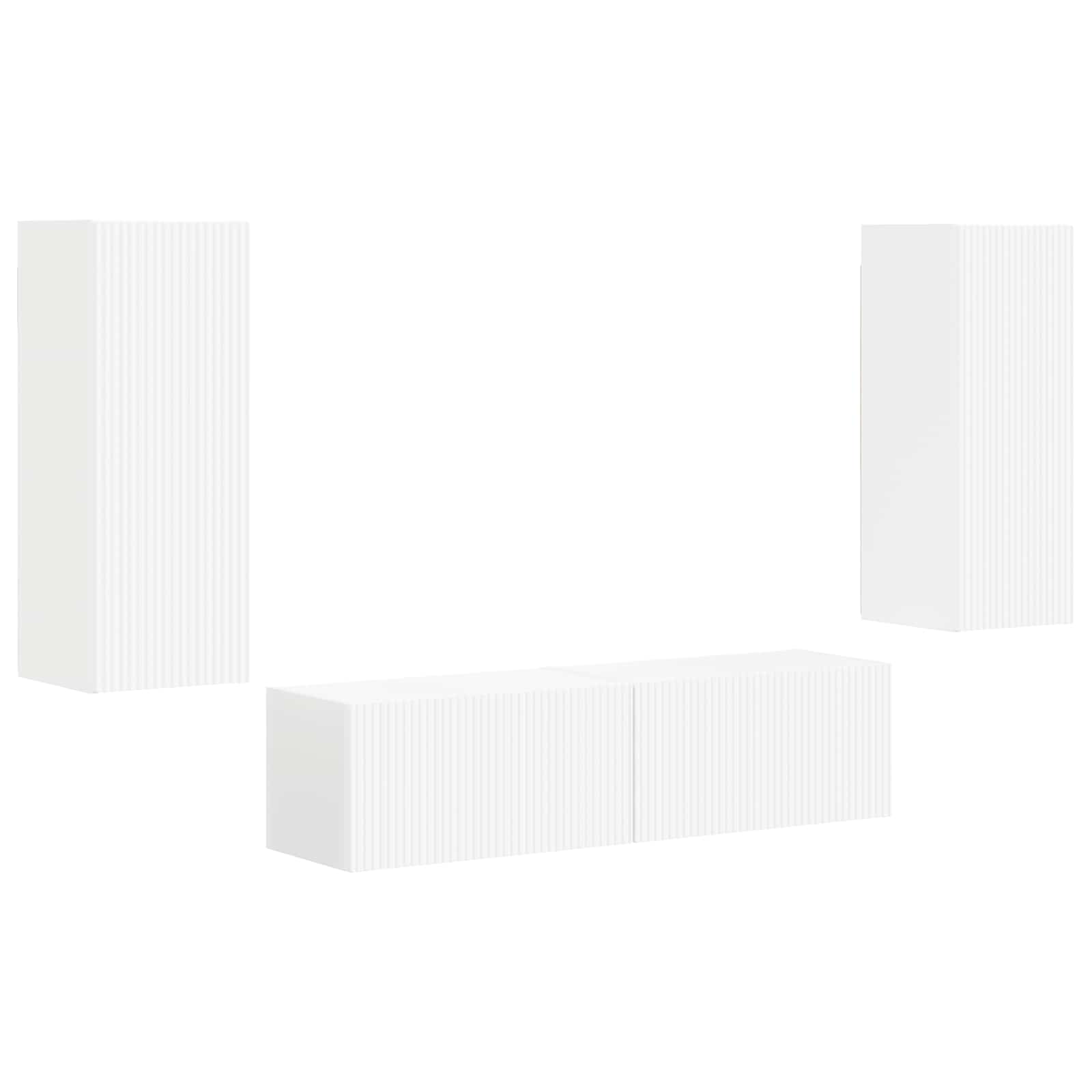 vidaXL Tv-meubelset Wandgemonteerd 2 pcs Wit Bewerkt hout