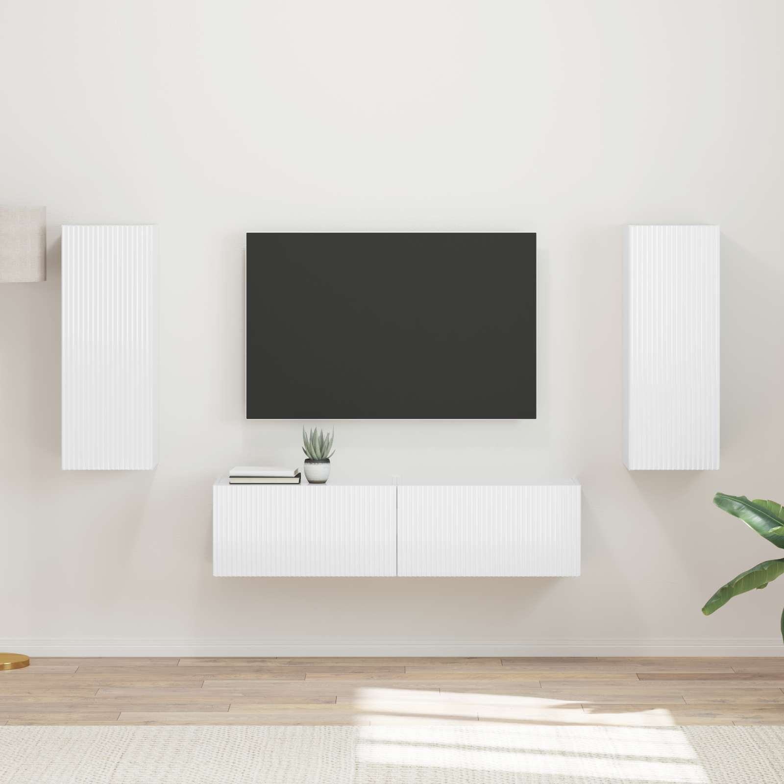 vidaXL Tv-meubelset Wandgemonteerd 2 pcs Wit Bewerkt hout