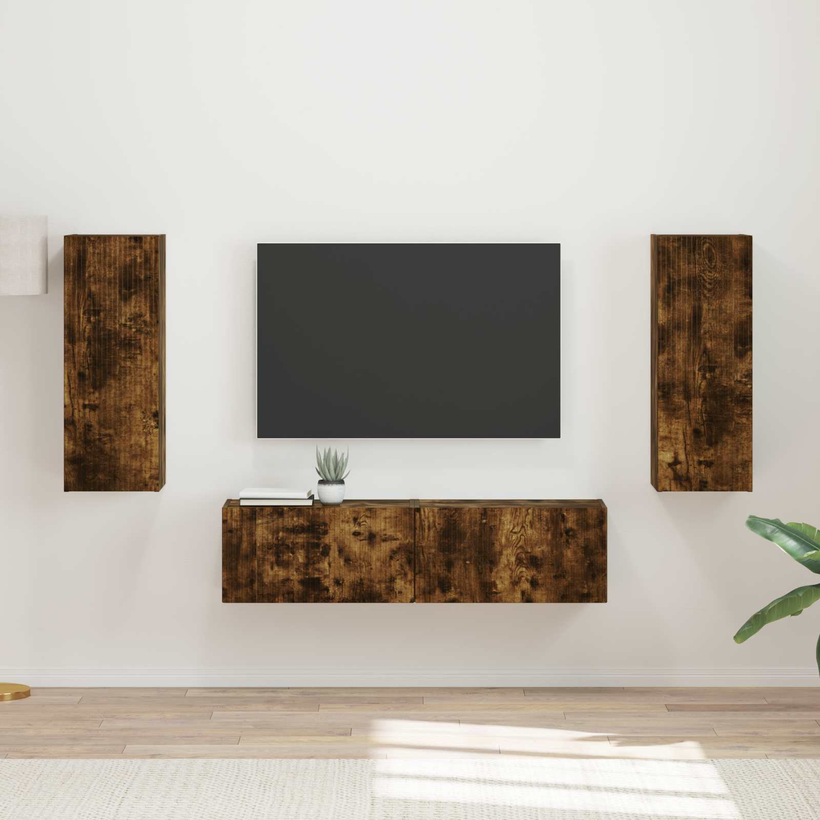vidaXL Tv-meubelset Wandgemonteerd 2 pcs Wit Bewerkt hout