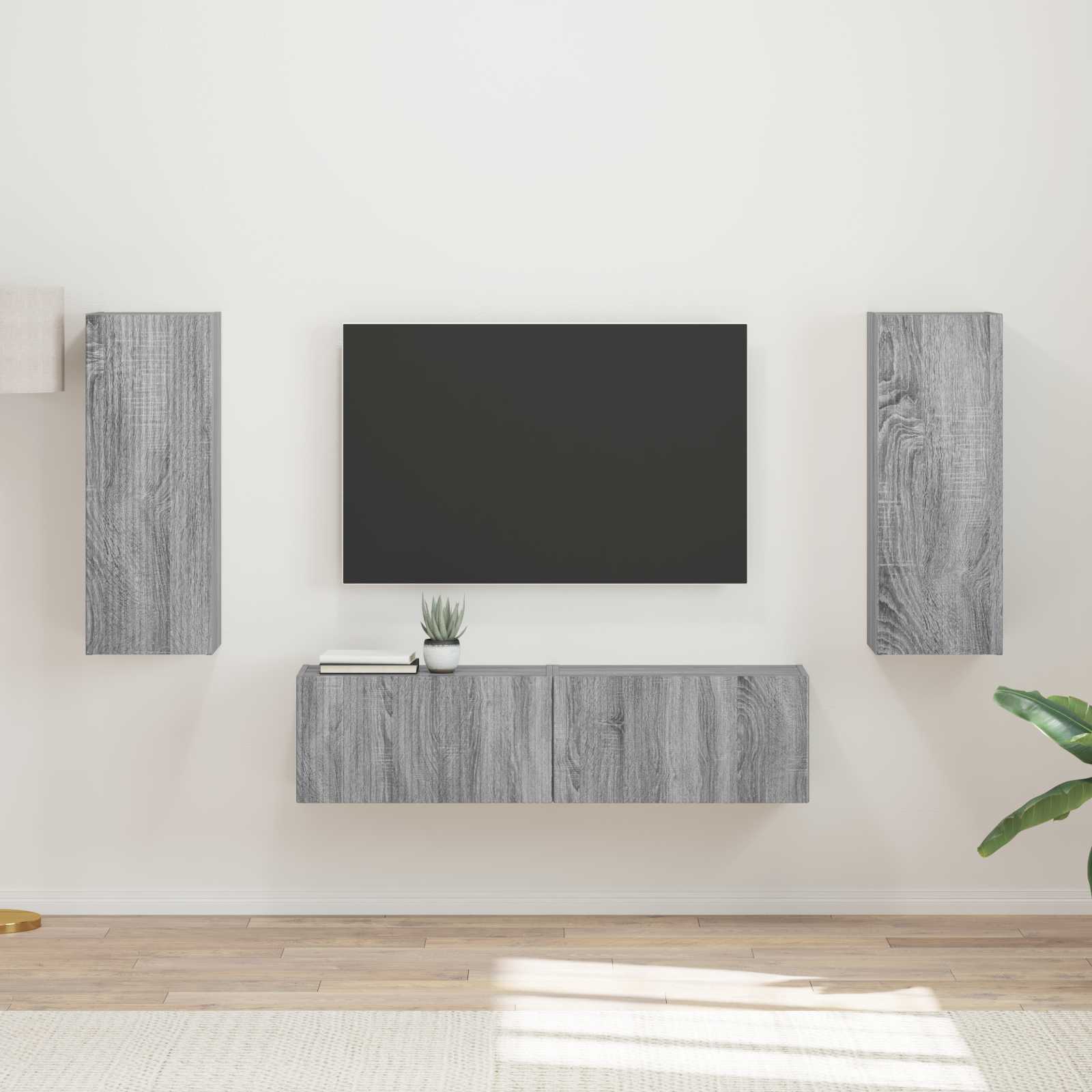 vidaXL Tv-meubelset Wandgemonteerd 2 pcs Wit Bewerkt hout