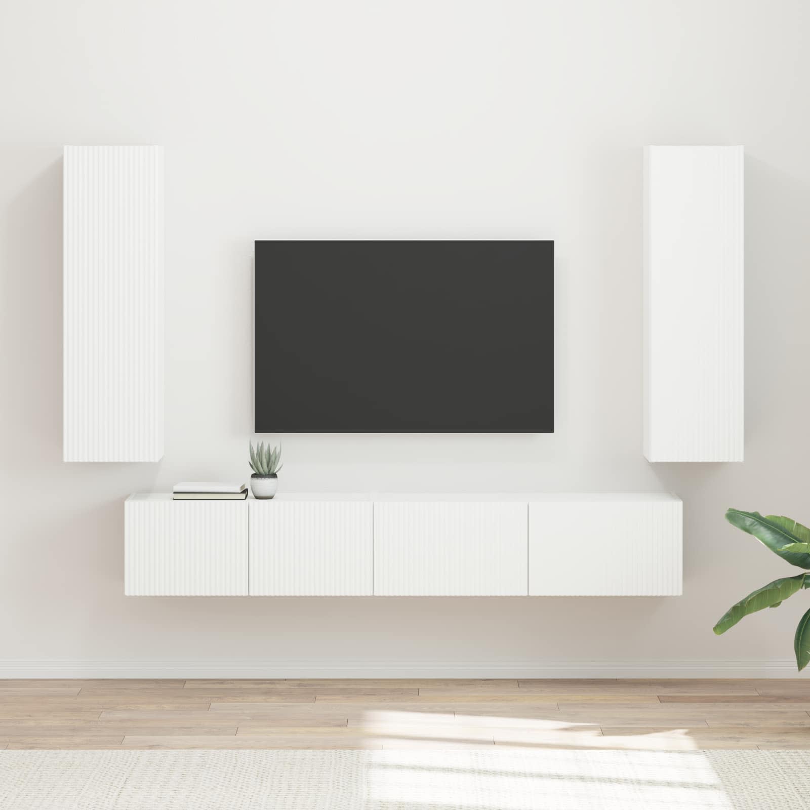 vidaXL Tv-meubelset Wandgemonteerd 3 pcs Wit Bewerkt hout