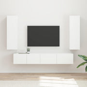 vidaXL Tv-meubelset Wandgemonteerd 3 pcs Wit Bewerkt hout