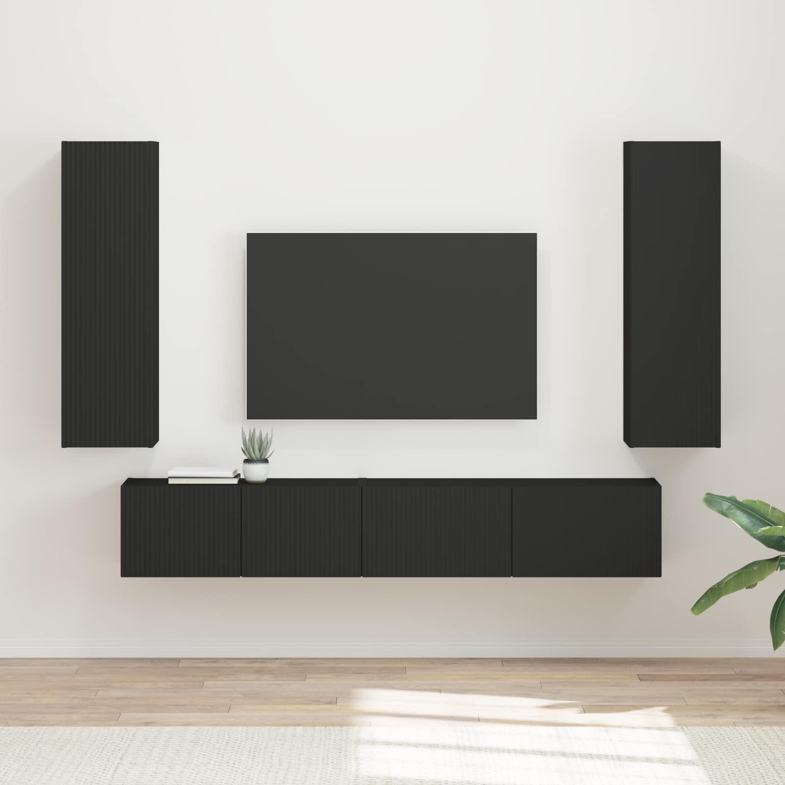 vidaXL Tv-meubelset Wandgemonteerd 3 pcs Wit Bewerkt hout