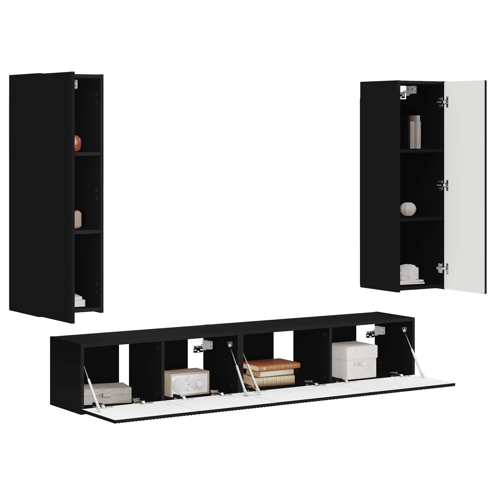 vidaXL Tv-meubelset Wandgemonteerd 3 pcs Wit Bewerkt hout