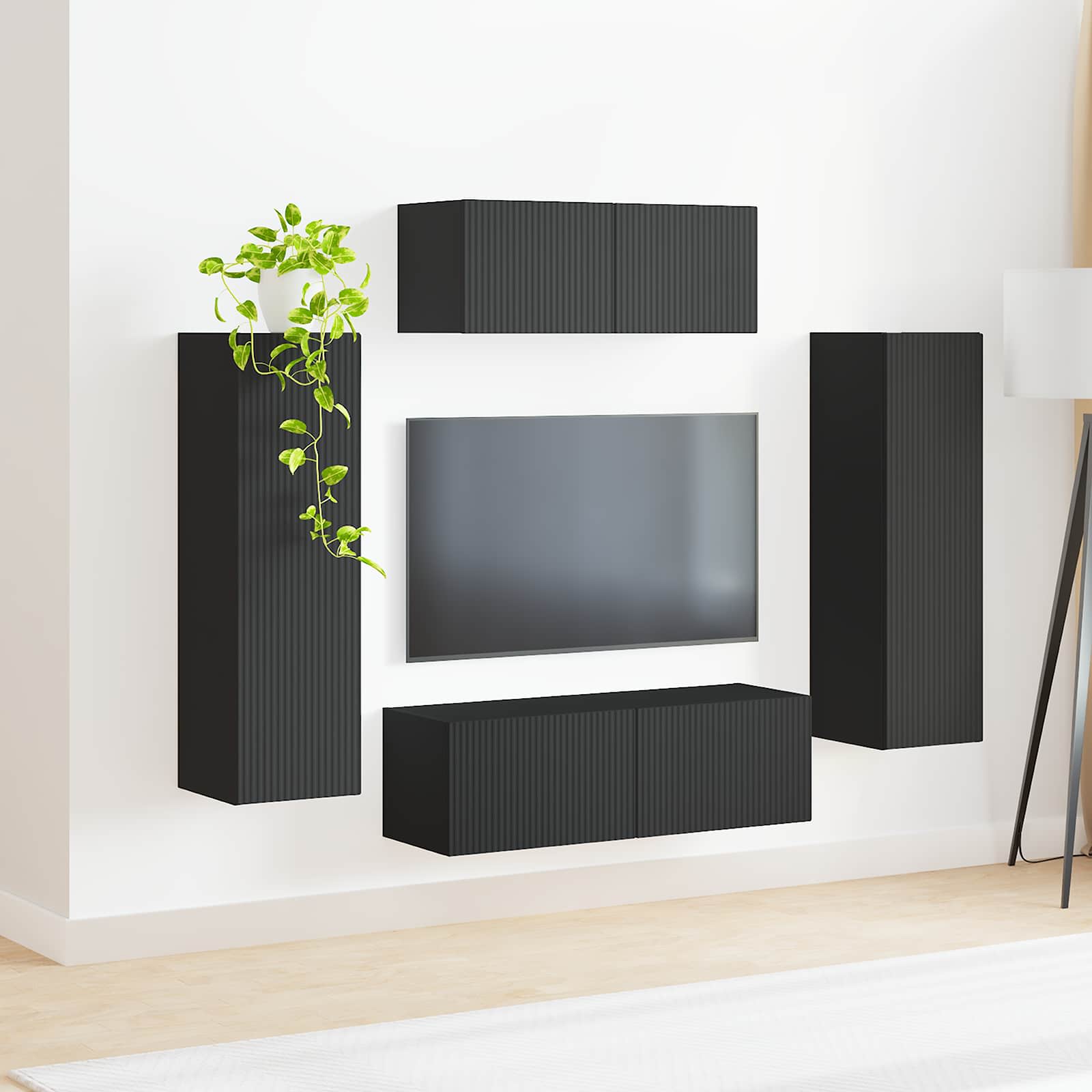 vidaXL Tv-meubelset Wandgemonteerd 3 pcs Wit Bewerkt hout