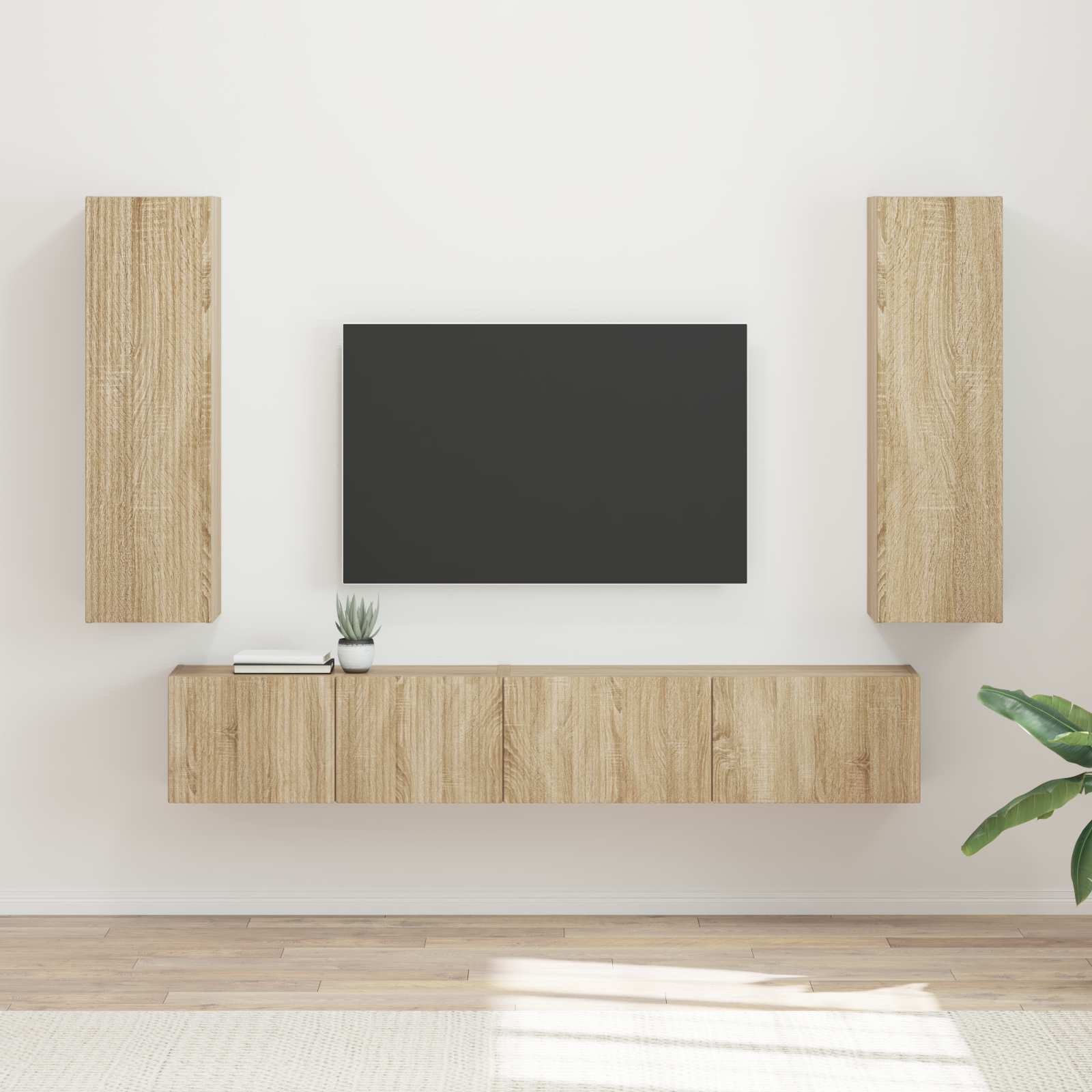 vidaXL Tv-meubelset Wandgemonteerd 3 pcs Wit Bewerkt hout
