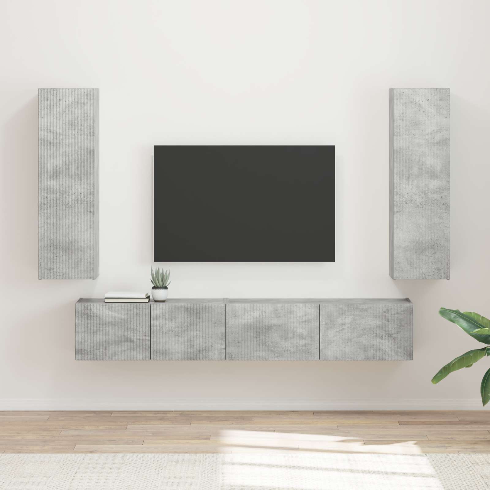 vidaXL Tv-meubelset Wandgemonteerd 3 pcs Wit Bewerkt hout