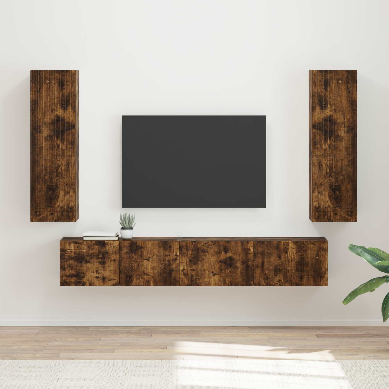 vidaXL Tv-meubelset Wandgemonteerd 3 pcs Wit Bewerkt hout