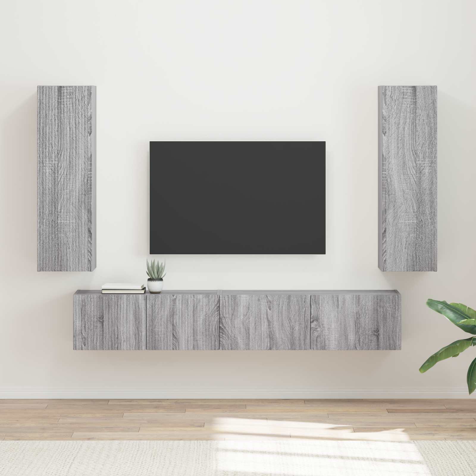 vidaXL Tv-meubelset Wandgemonteerd 3 pcs Wit Bewerkt hout