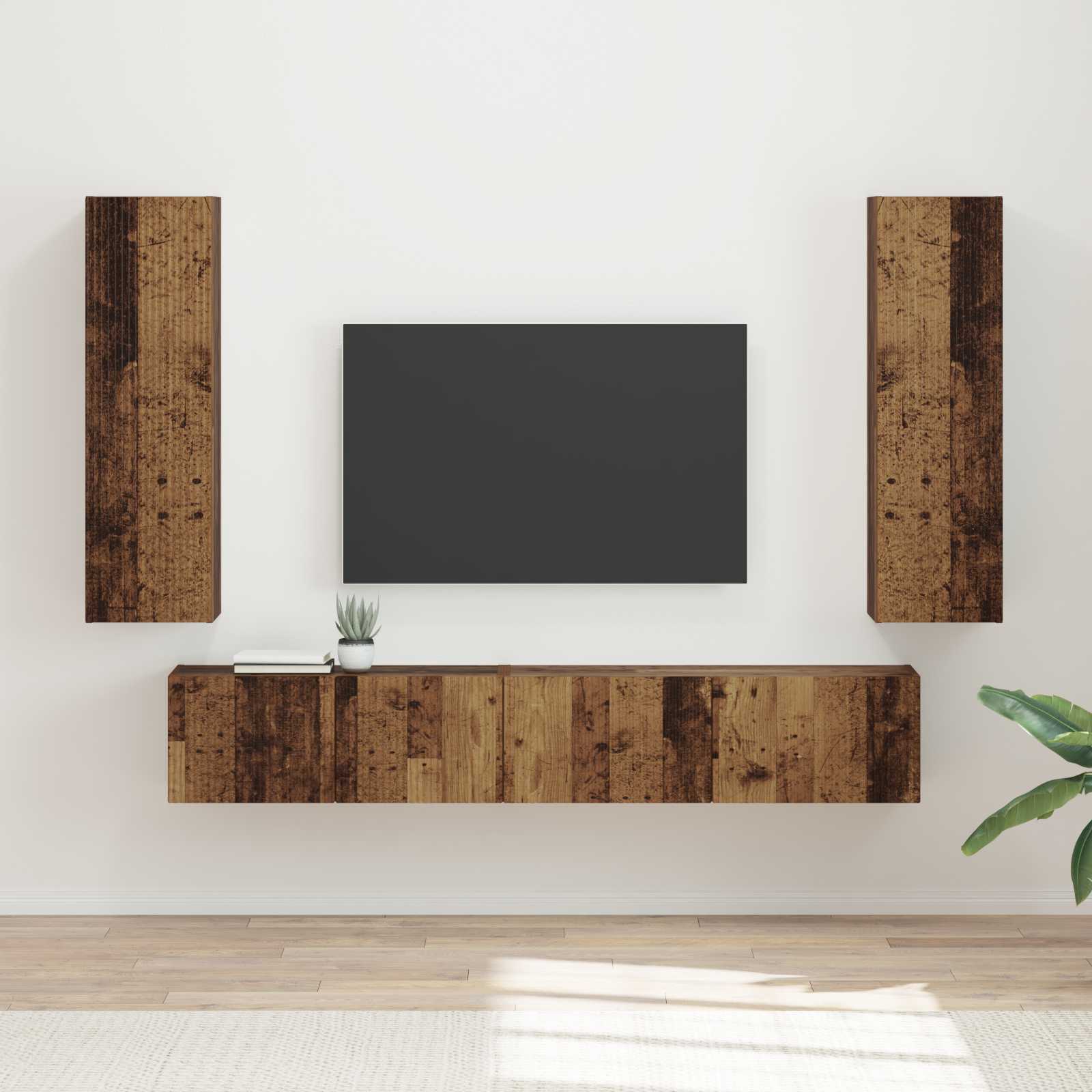 vidaXL Tv-meubelset Wandgemonteerd 3 pcs Wit Bewerkt hout