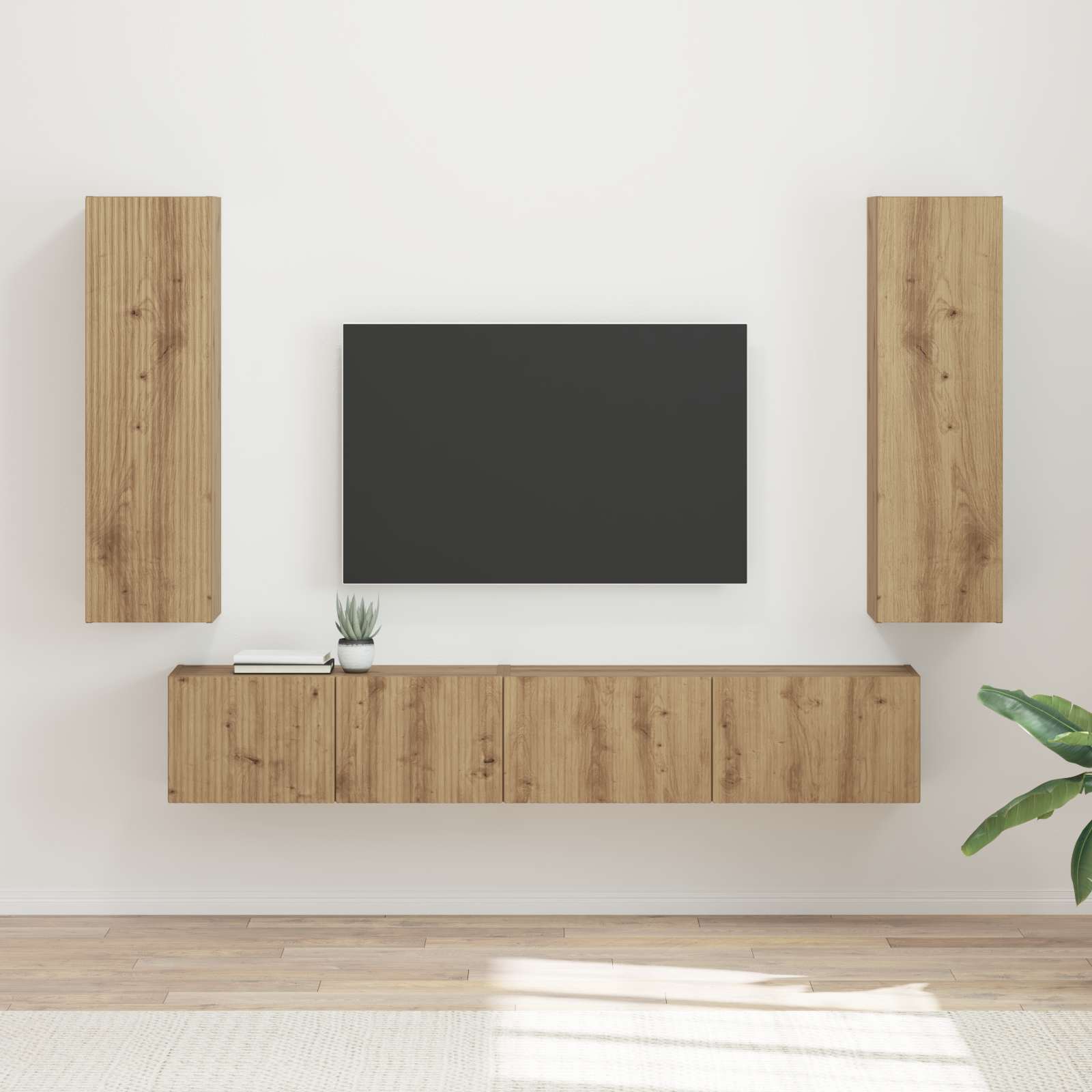 vidaXL Tv-meubelset Wandgemonteerd 3 pcs Wit Bewerkt hout