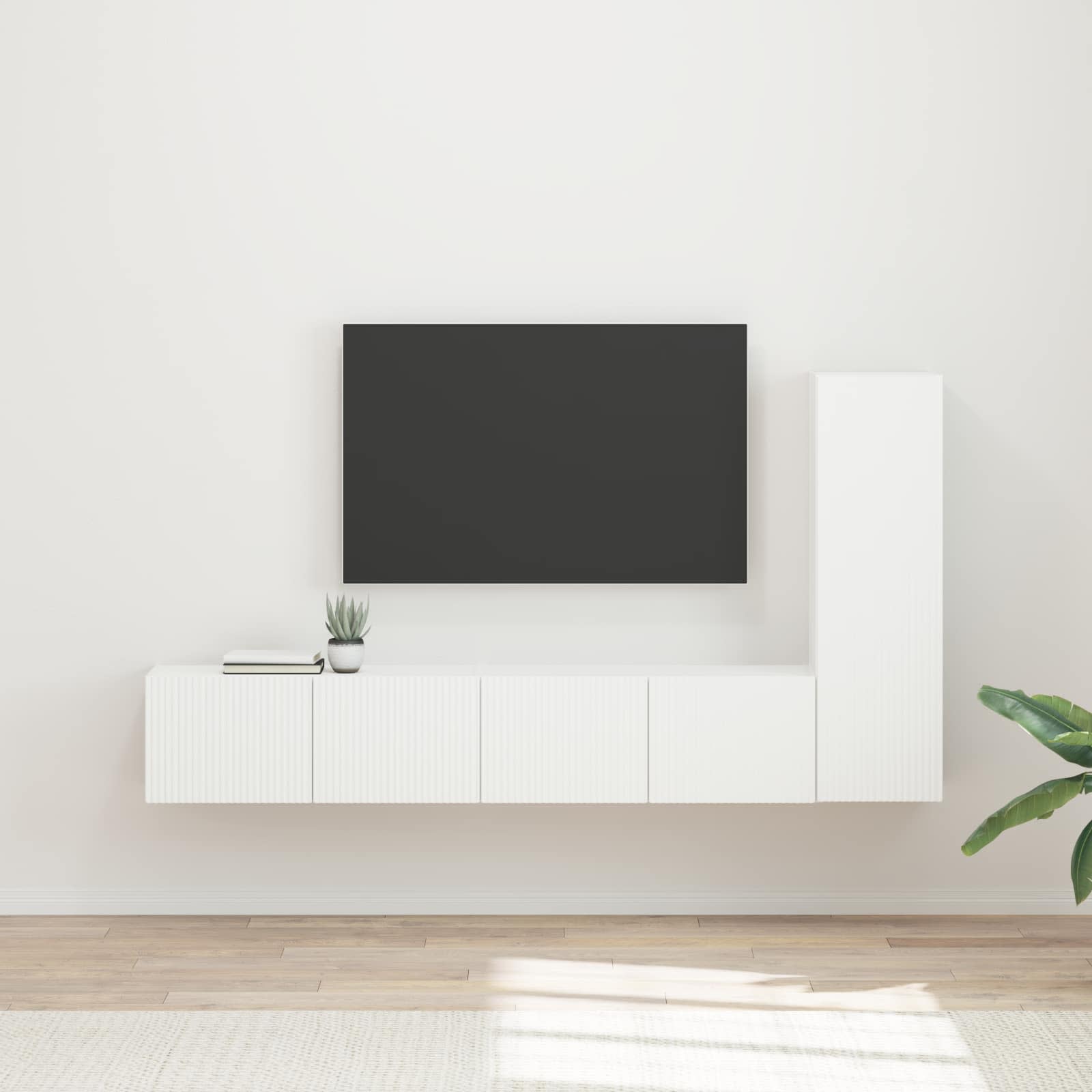 vidaXL Tv-meubelset Wandgemonteerd 2 pcs Wit Bewerkt hout