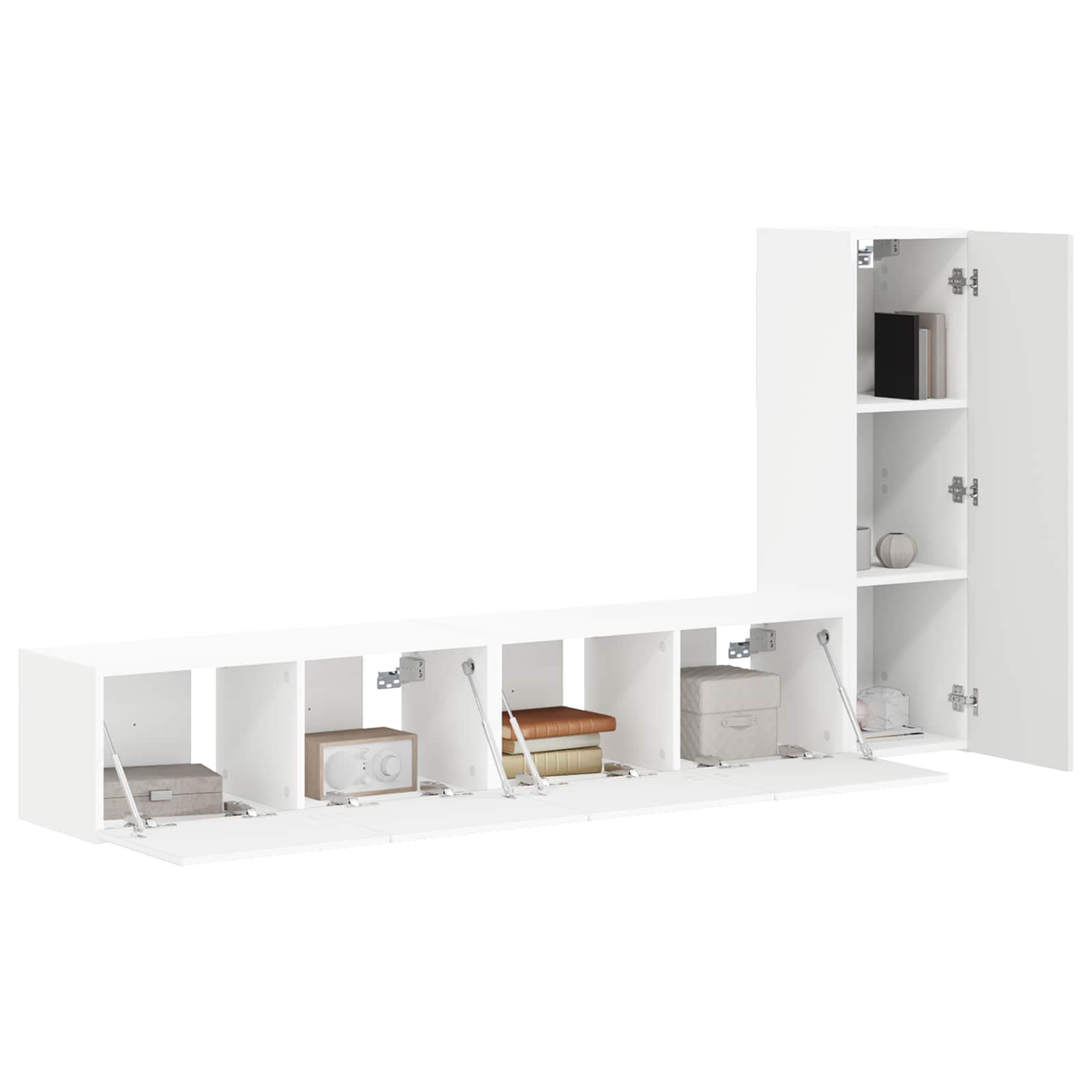 vidaXL Tv-meubelset Wandgemonteerd 2 pcs Wit Bewerkt hout