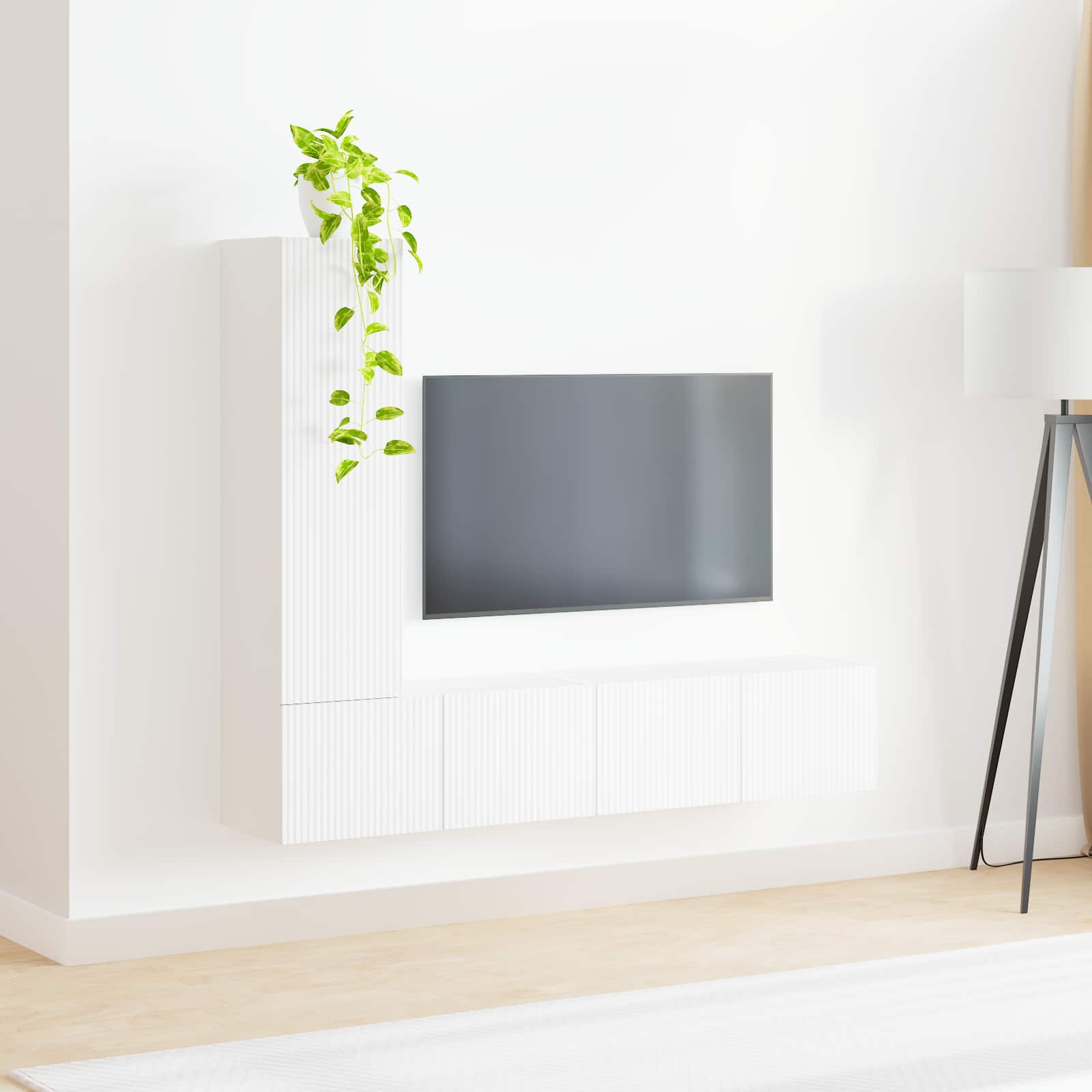 vidaXL Tv-meubelset Wandgemonteerd 2 pcs Wit Bewerkt hout