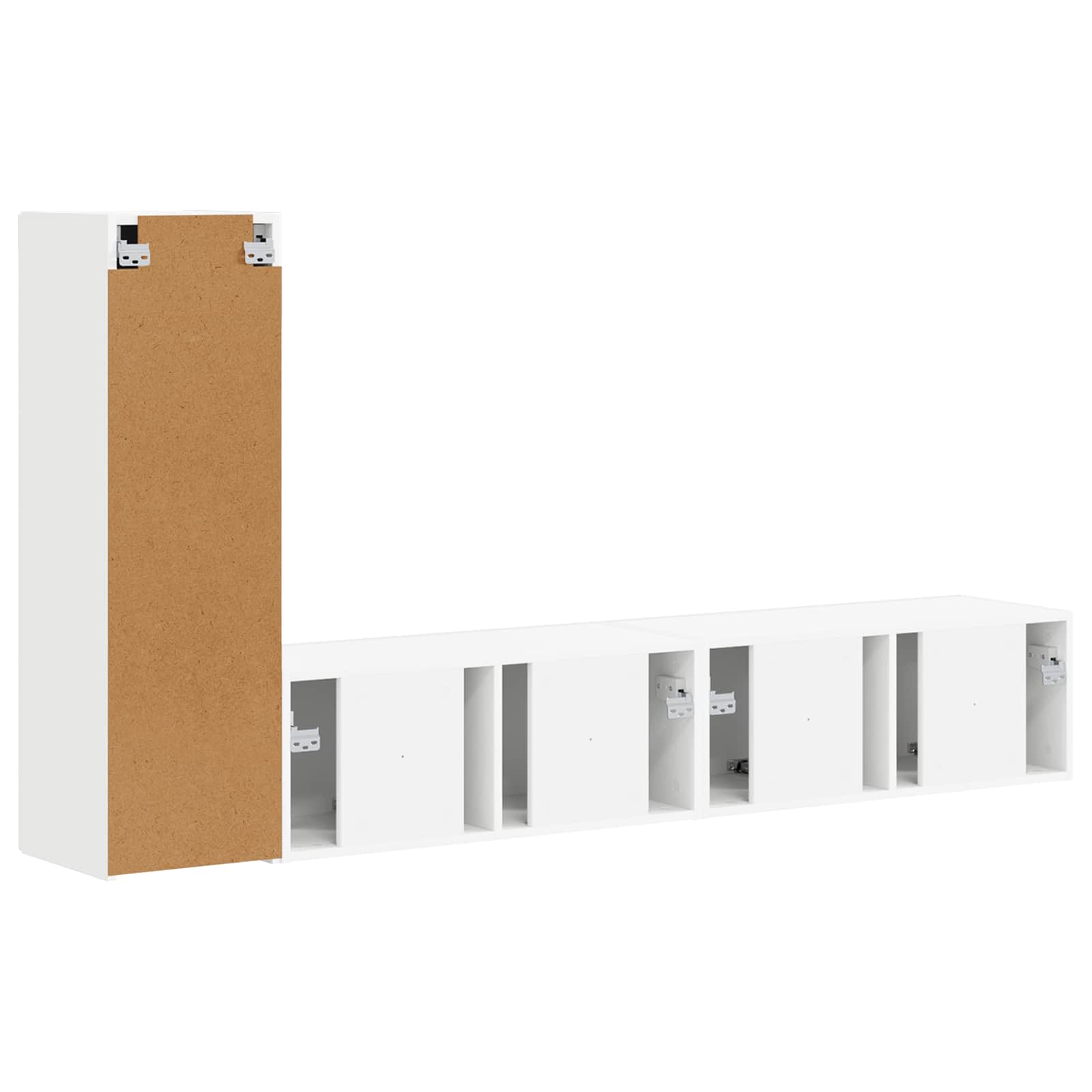 vidaXL Tv-meubelset Wandgemonteerd 2 pcs Wit Bewerkt hout