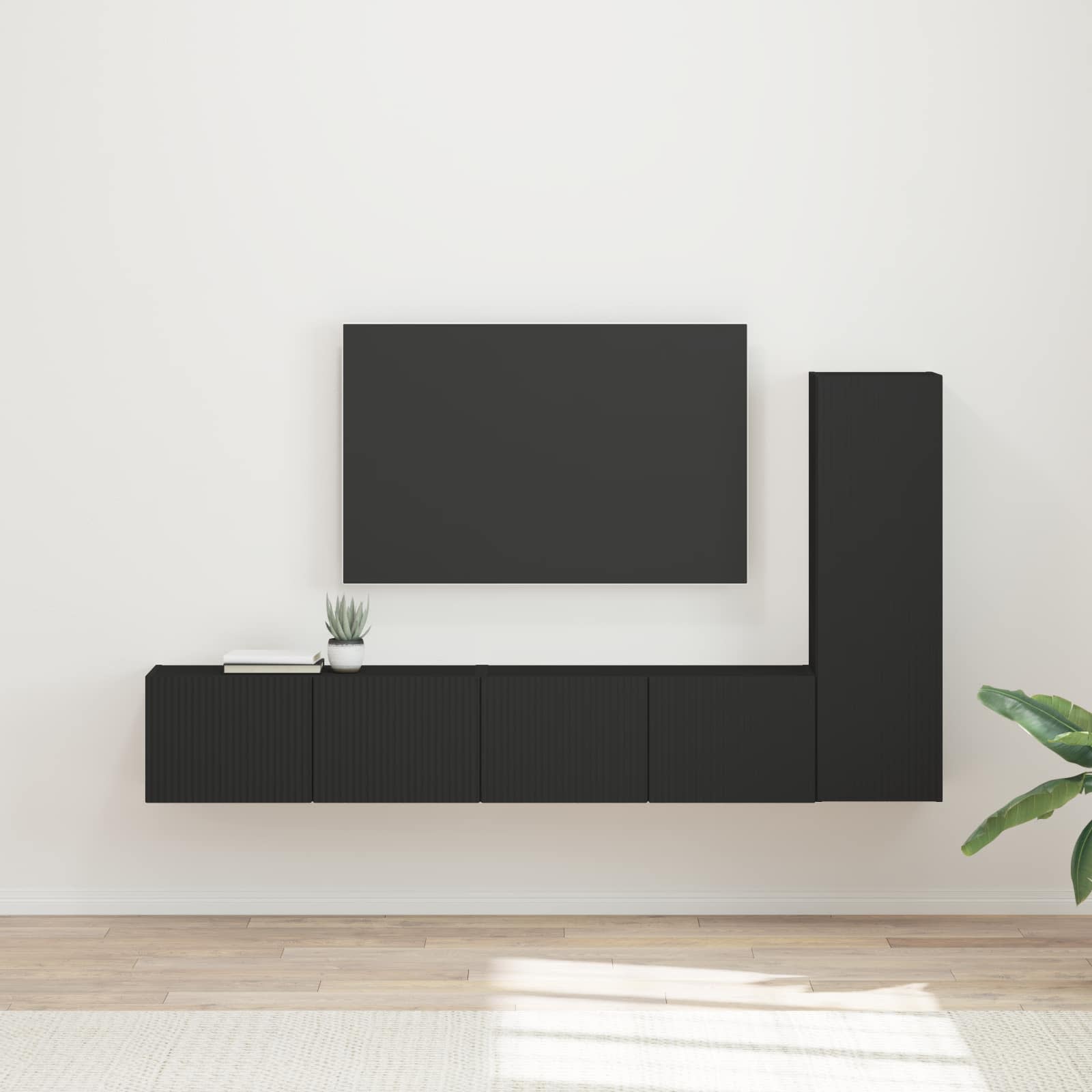vidaXL Tv-meubelset Wandgemonteerd 2 pcs Wit Bewerkt hout