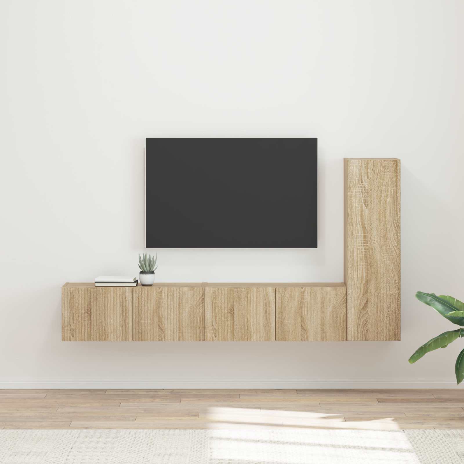 vidaXL Tv-meubelset Wandgemonteerd 2 pcs Wit Bewerkt hout