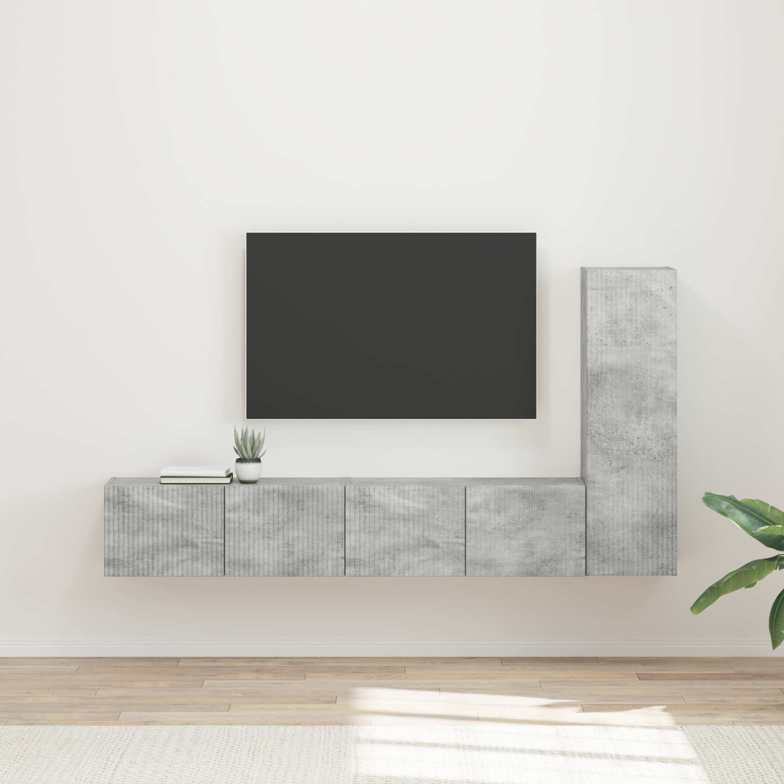 vidaXL Tv-meubelset Wandgemonteerd 2 pcs Wit Bewerkt hout