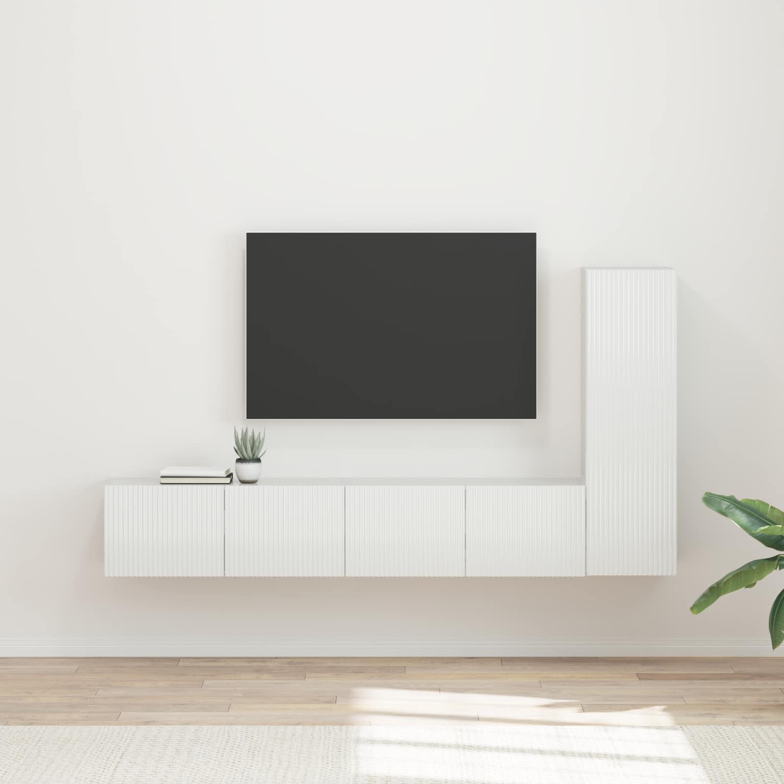 vidaXL Tv-meubelset Wandgemonteerd 2 pcs Wit Bewerkt hout