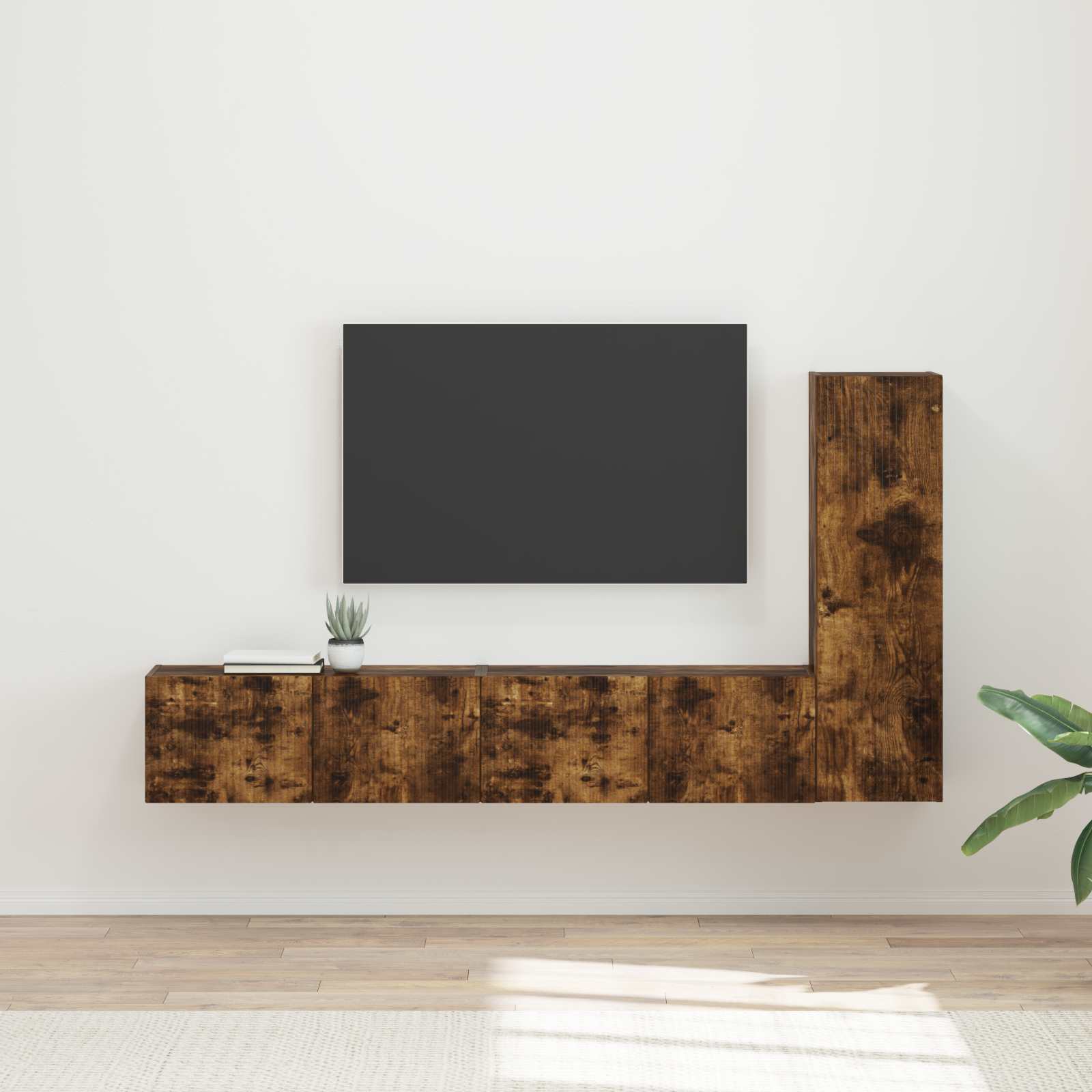vidaXL Tv-meubelset Wandgemonteerd 2 pcs Wit Bewerkt hout