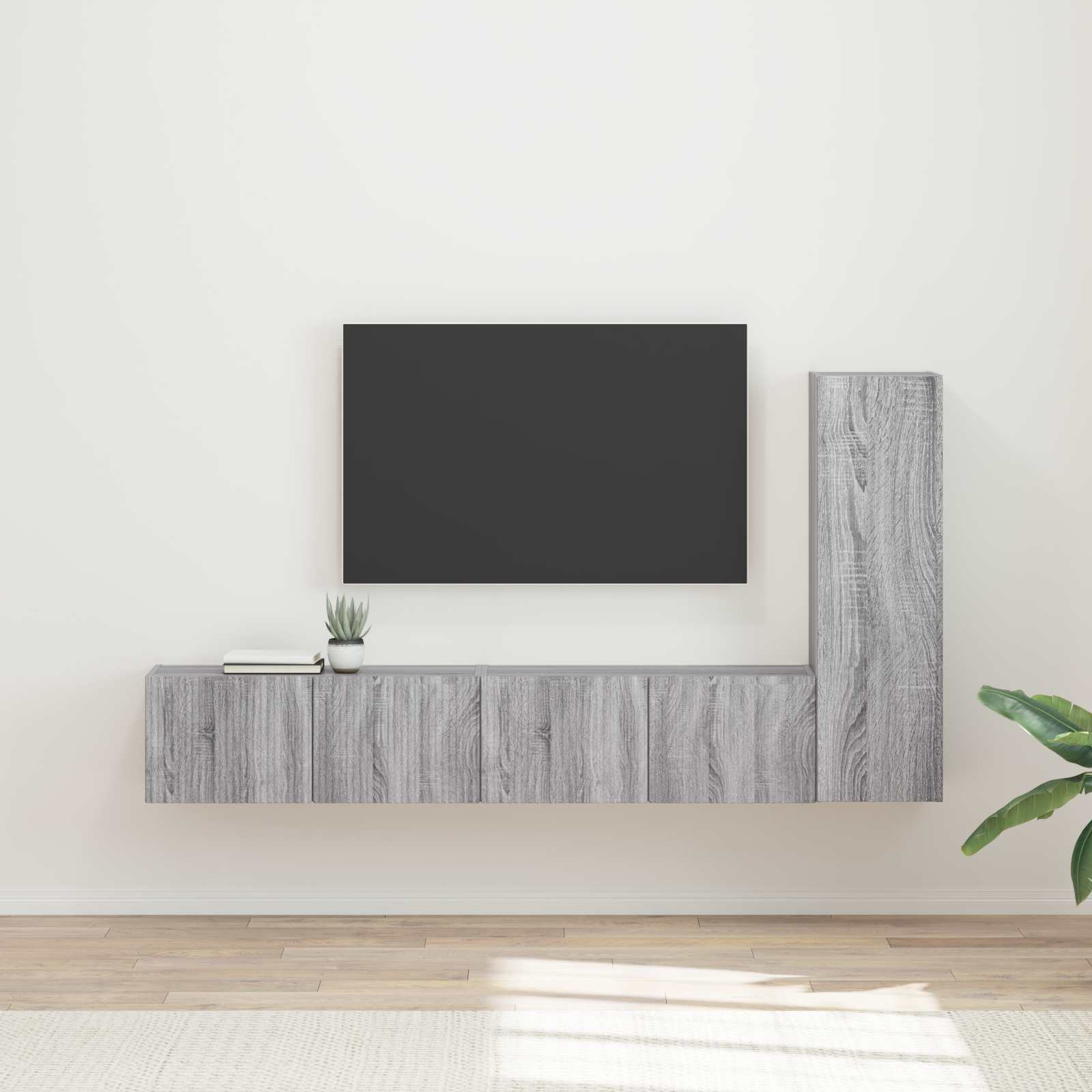 vidaXL Tv-meubelset Wandgemonteerd 2 pcs Wit Bewerkt hout