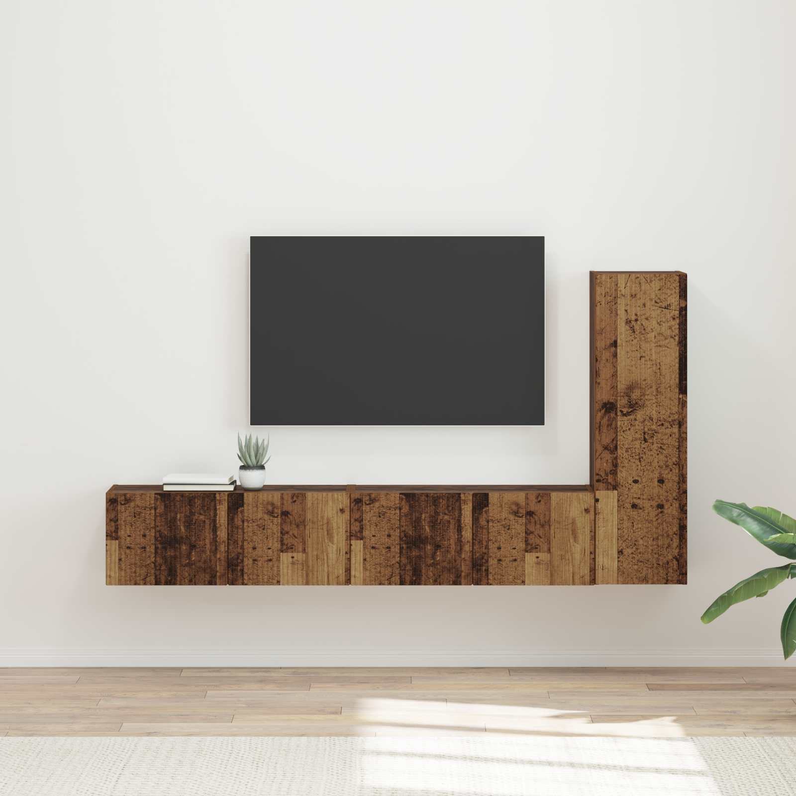 vidaXL Tv-meubelset Wandgemonteerd 2 pcs Wit Bewerkt hout