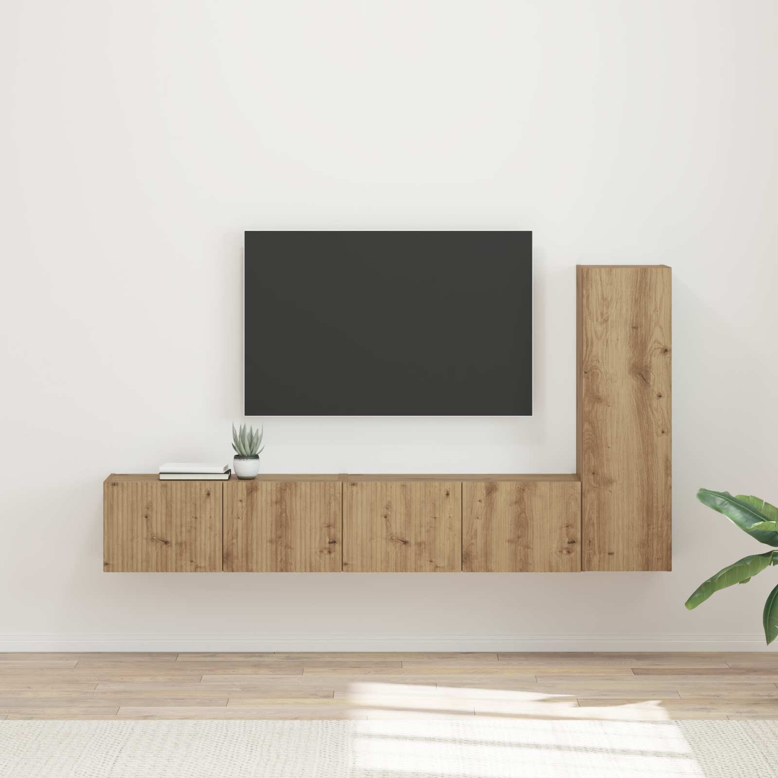 vidaXL Tv-meubelset Wandgemonteerd 2 pcs Wit Bewerkt hout