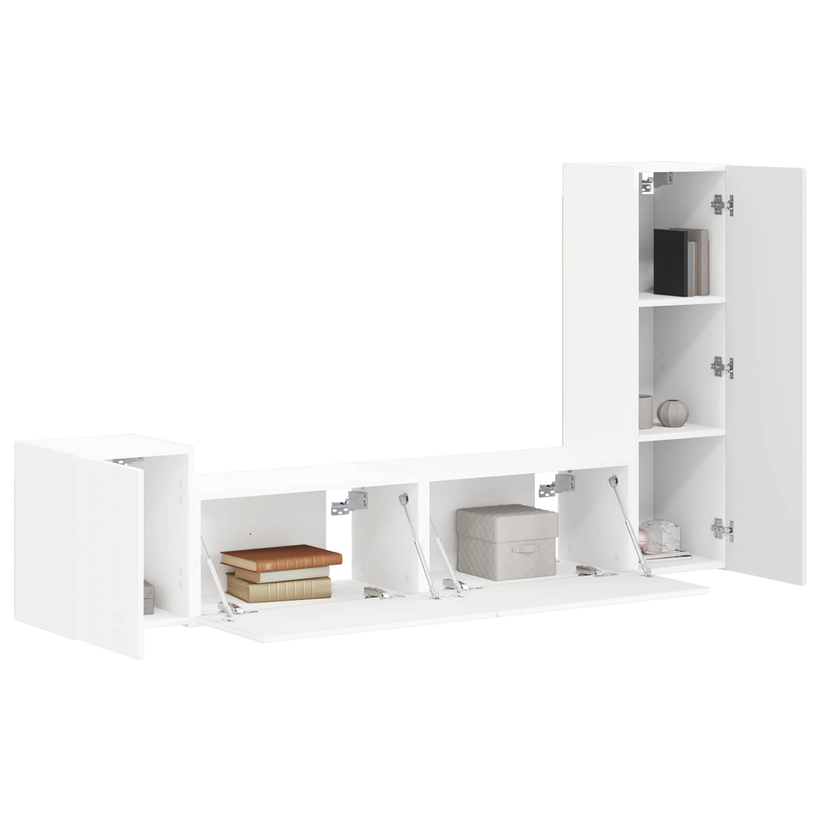vidaXL Tv-meubelset Wandgemonteerd 4 pcs Wit Bewerkt hout