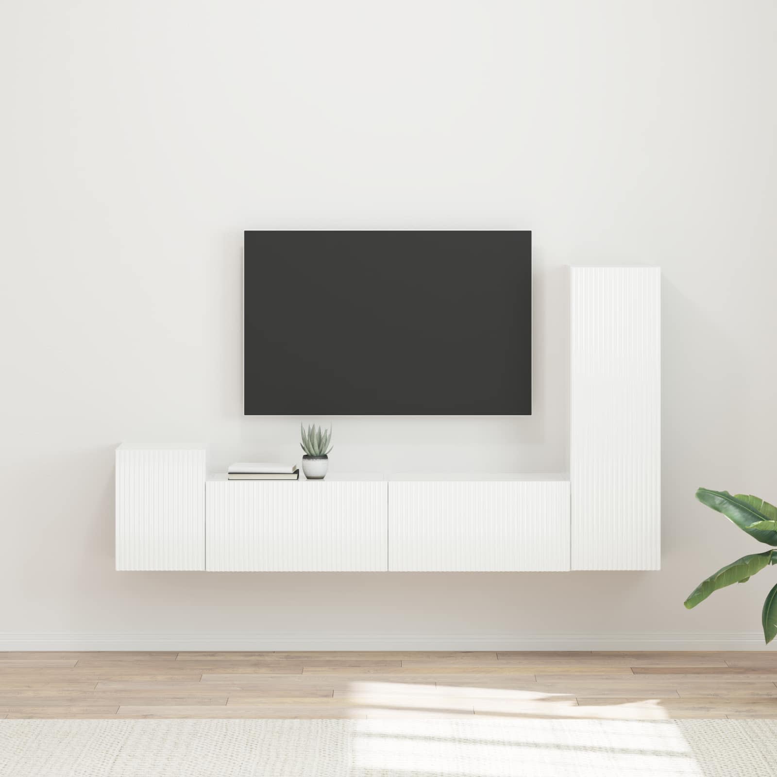 vidaXL Tv-meubelset Wandgemonteerd 4 pcs Wit Bewerkt hout