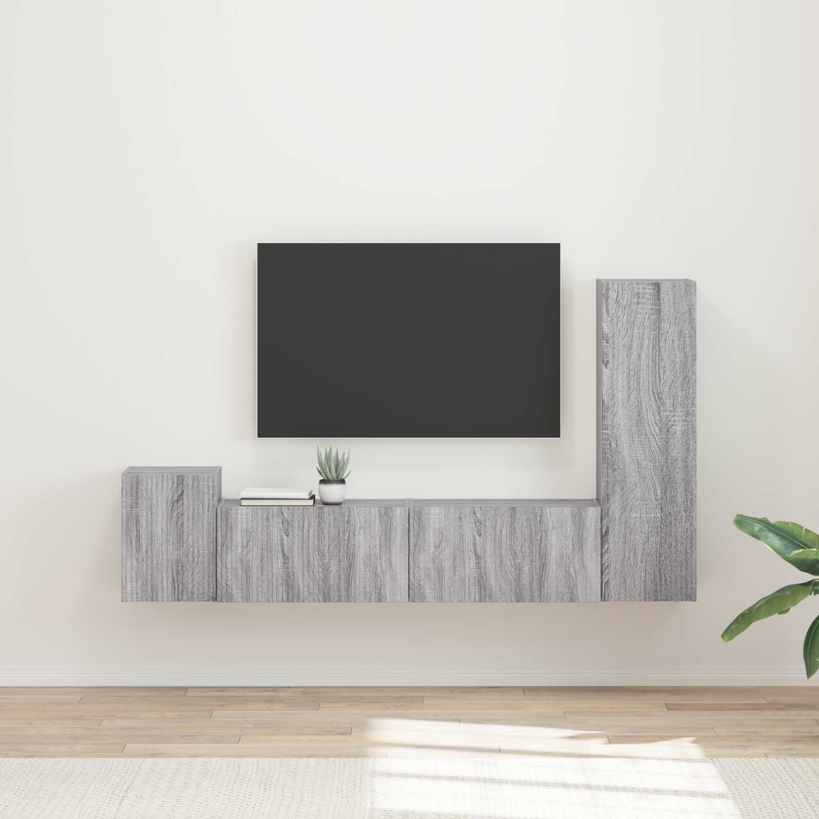 vidaXL Tv-meubelset Wandgemonteerd 4 pcs Wit Bewerkt hout