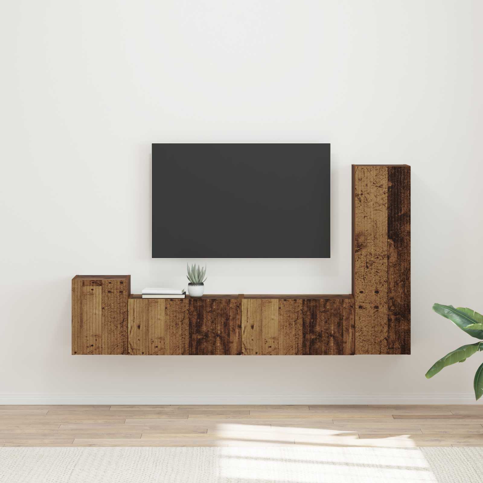 vidaXL Tv-meubelset Wandgemonteerd 4 pcs Wit Bewerkt hout