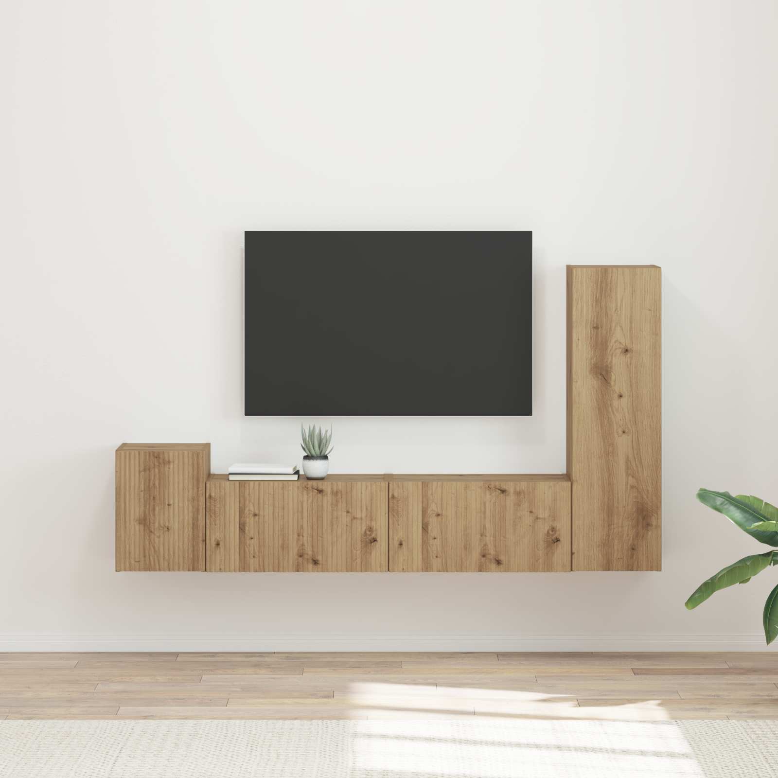 vidaXL Tv-meubelset Wandgemonteerd 4 pcs Wit Bewerkt hout