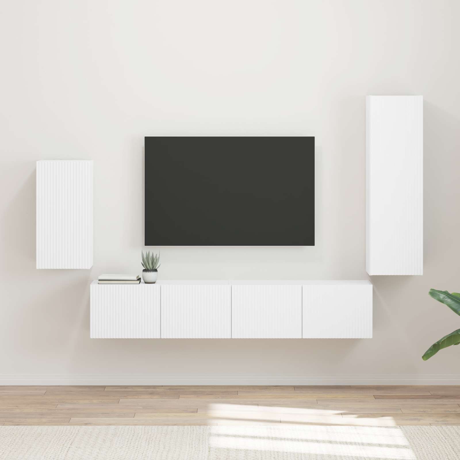 vidaXL Tv-meubelset Wandgemonteerd 3 pcs Wit Bewerkt hout