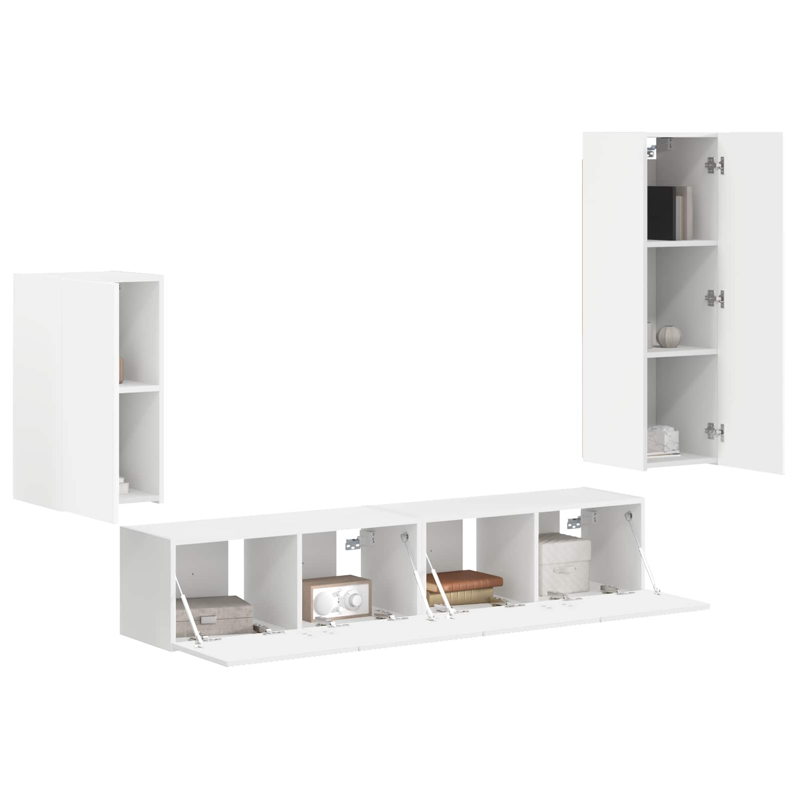 vidaXL Tv-meubelset Wandgemonteerd 3 pcs Wit Bewerkt hout