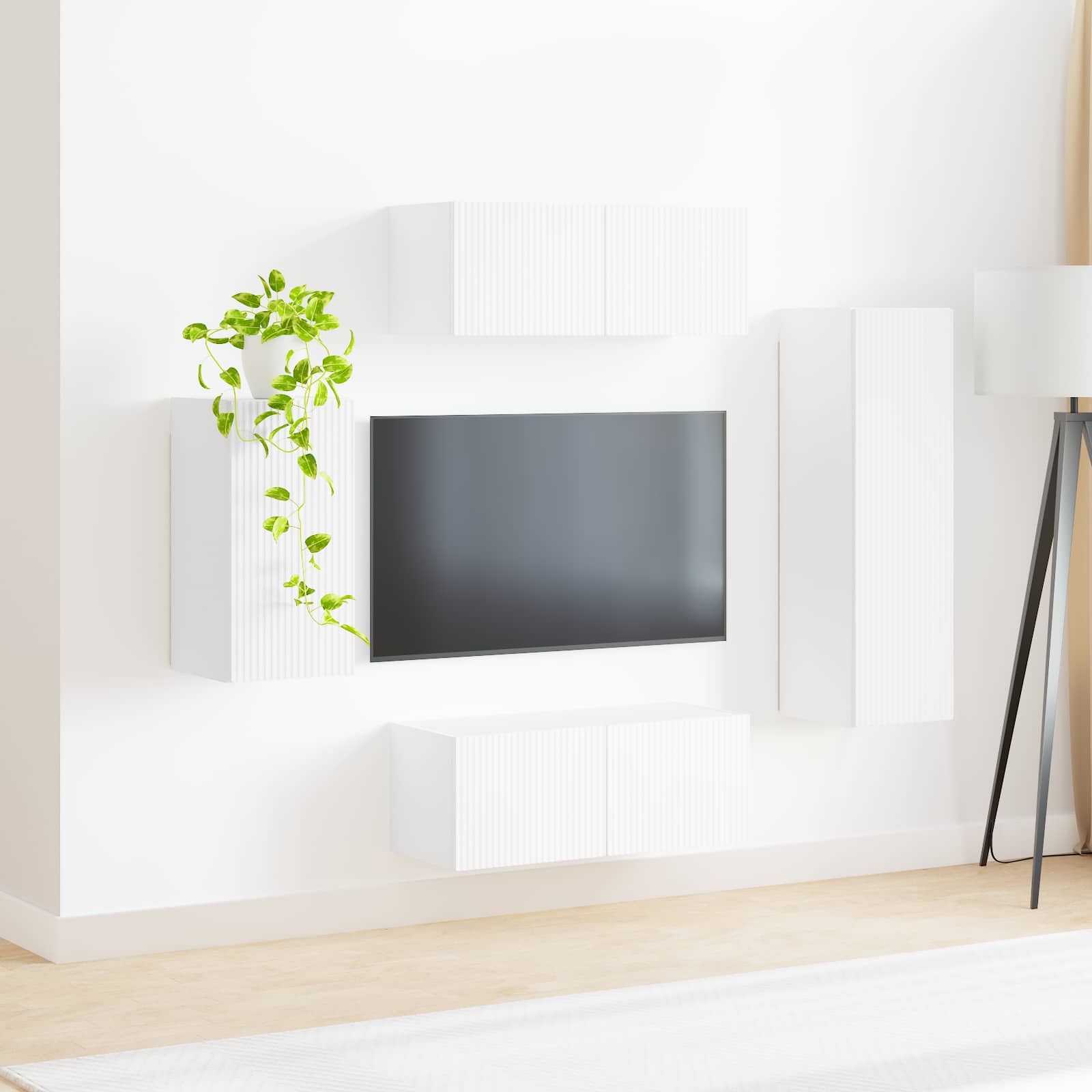 vidaXL Tv-meubelset Wandgemonteerd 3 pcs Wit Bewerkt hout
