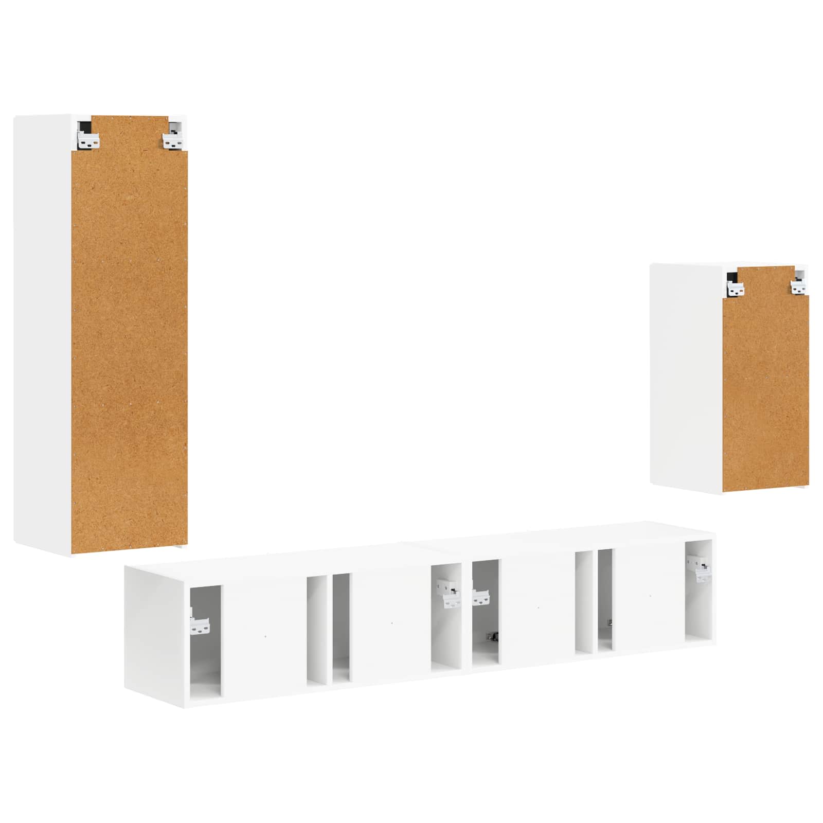 vidaXL Tv-meubelset Wandgemonteerd 3 pcs Wit Bewerkt hout