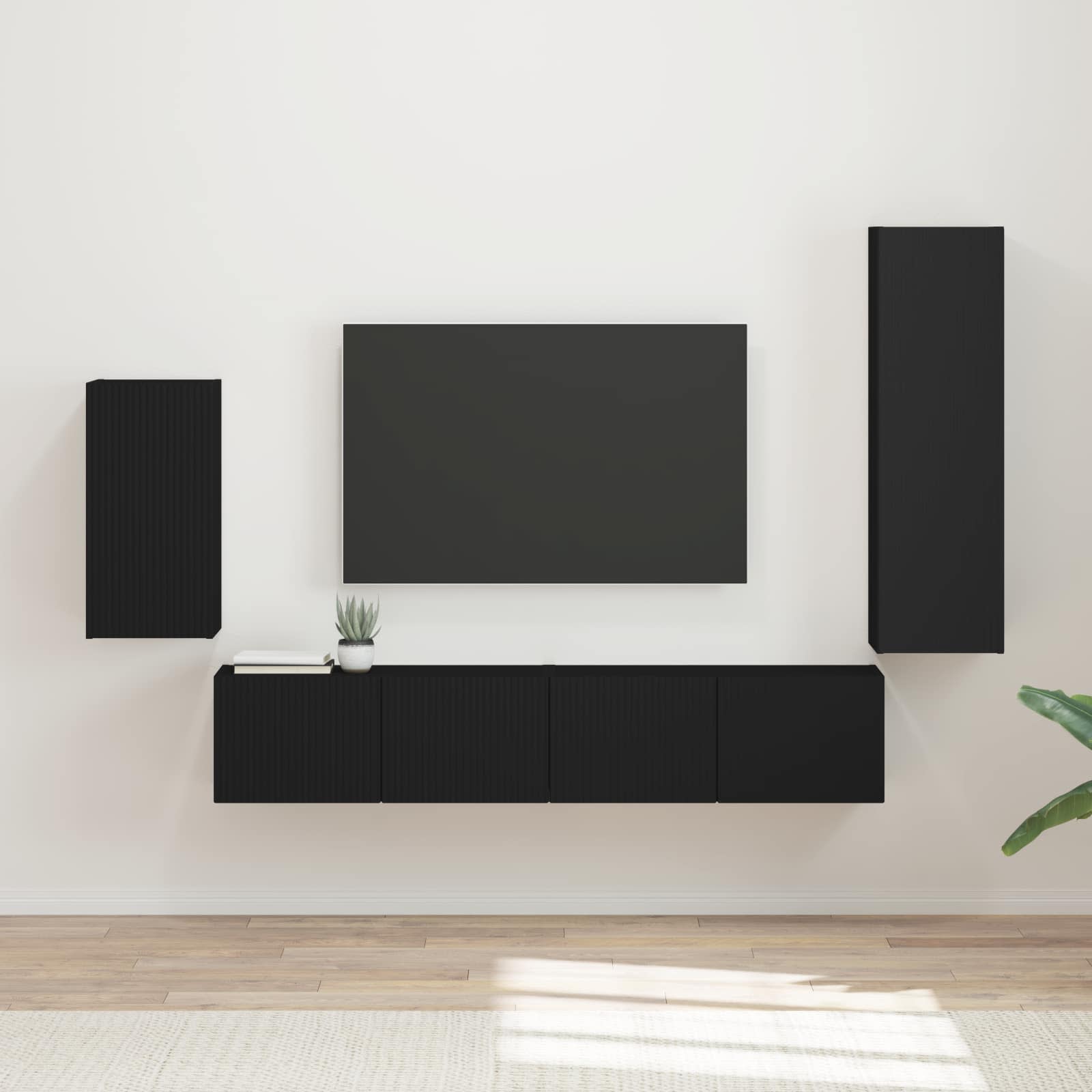 vidaXL Tv-meubelset Wandgemonteerd 3 pcs Wit Bewerkt hout