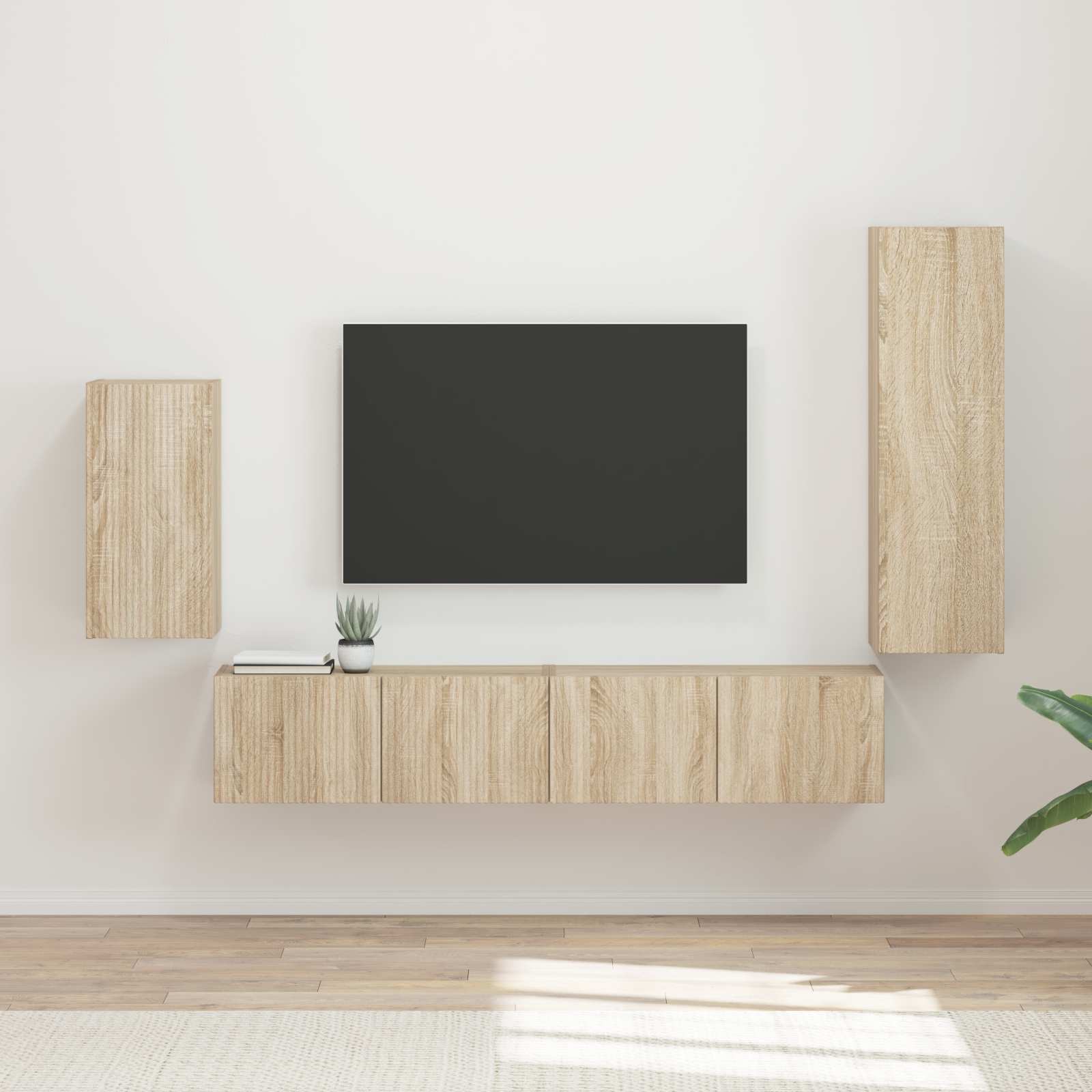 vidaXL Tv-meubelset Wandgemonteerd 3 pcs Wit Bewerkt hout