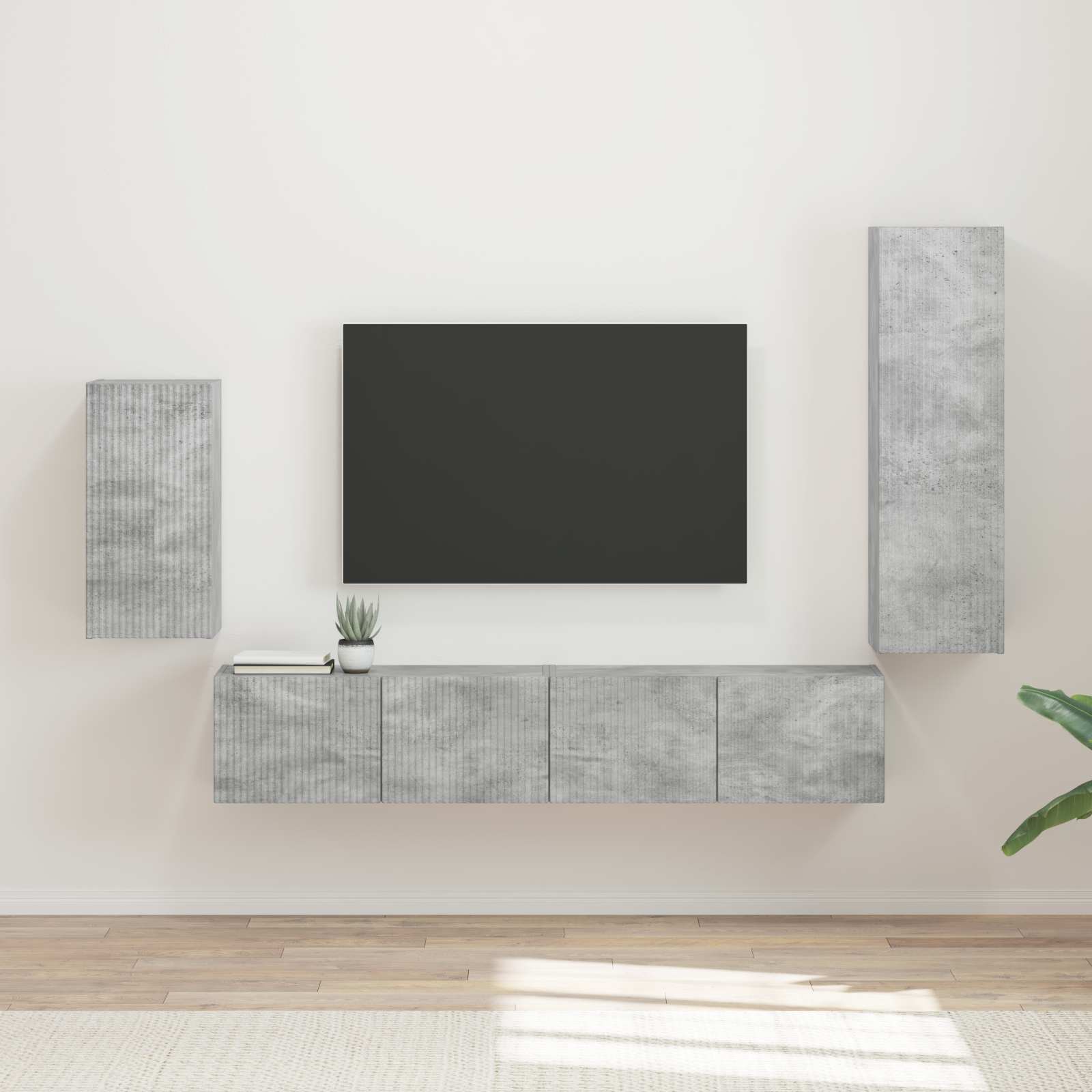 vidaXL Tv-meubelset Wandgemonteerd 3 pcs Wit Bewerkt hout