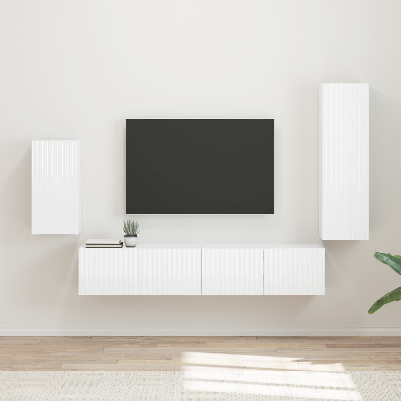 vidaXL Tv-meubelset Wandgemonteerd 3 pcs Wit Bewerkt hout