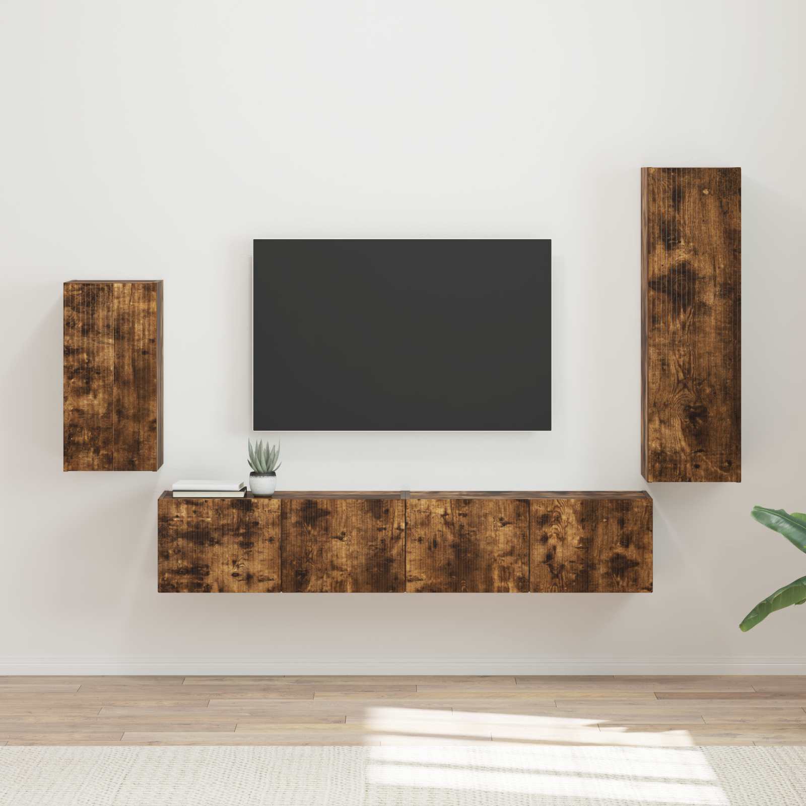 vidaXL Tv-meubelset Wandgemonteerd 3 pcs Wit Bewerkt hout