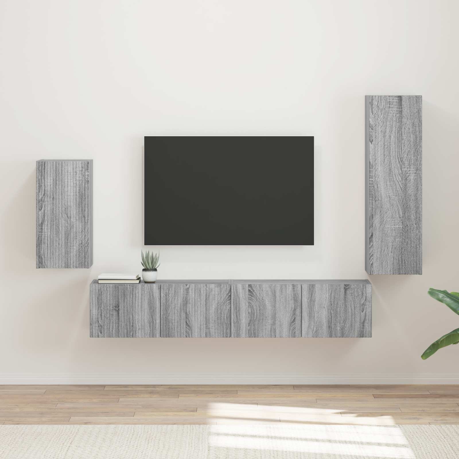 vidaXL Tv-meubelset Wandgemonteerd 3 pcs Wit Bewerkt hout
