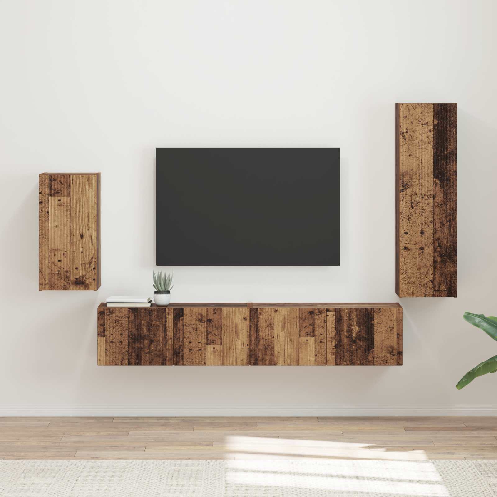 vidaXL Tv-meubelset Wandgemonteerd 3 pcs Wit Bewerkt hout