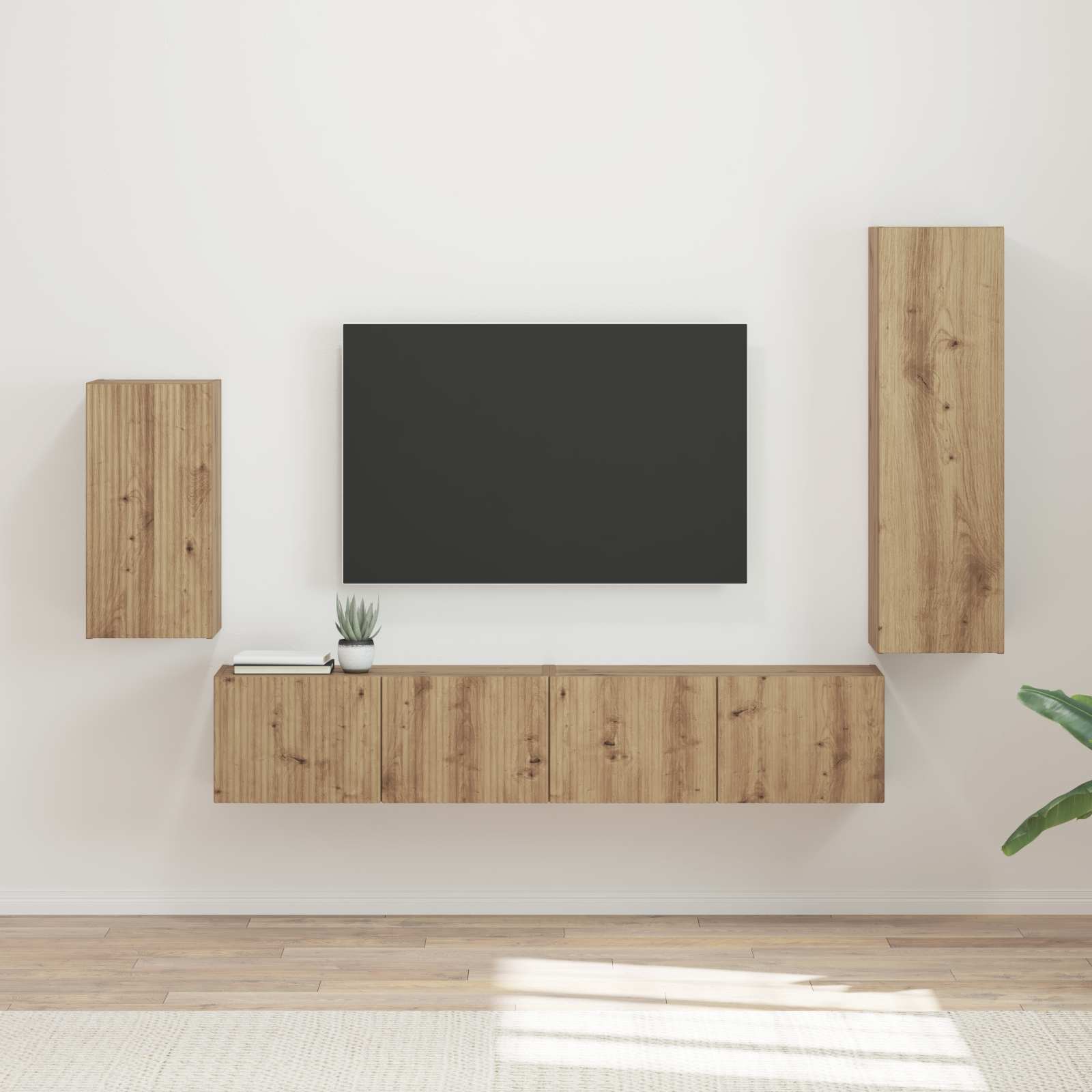 vidaXL Tv-meubelset Wandgemonteerd 3 pcs Wit Bewerkt hout