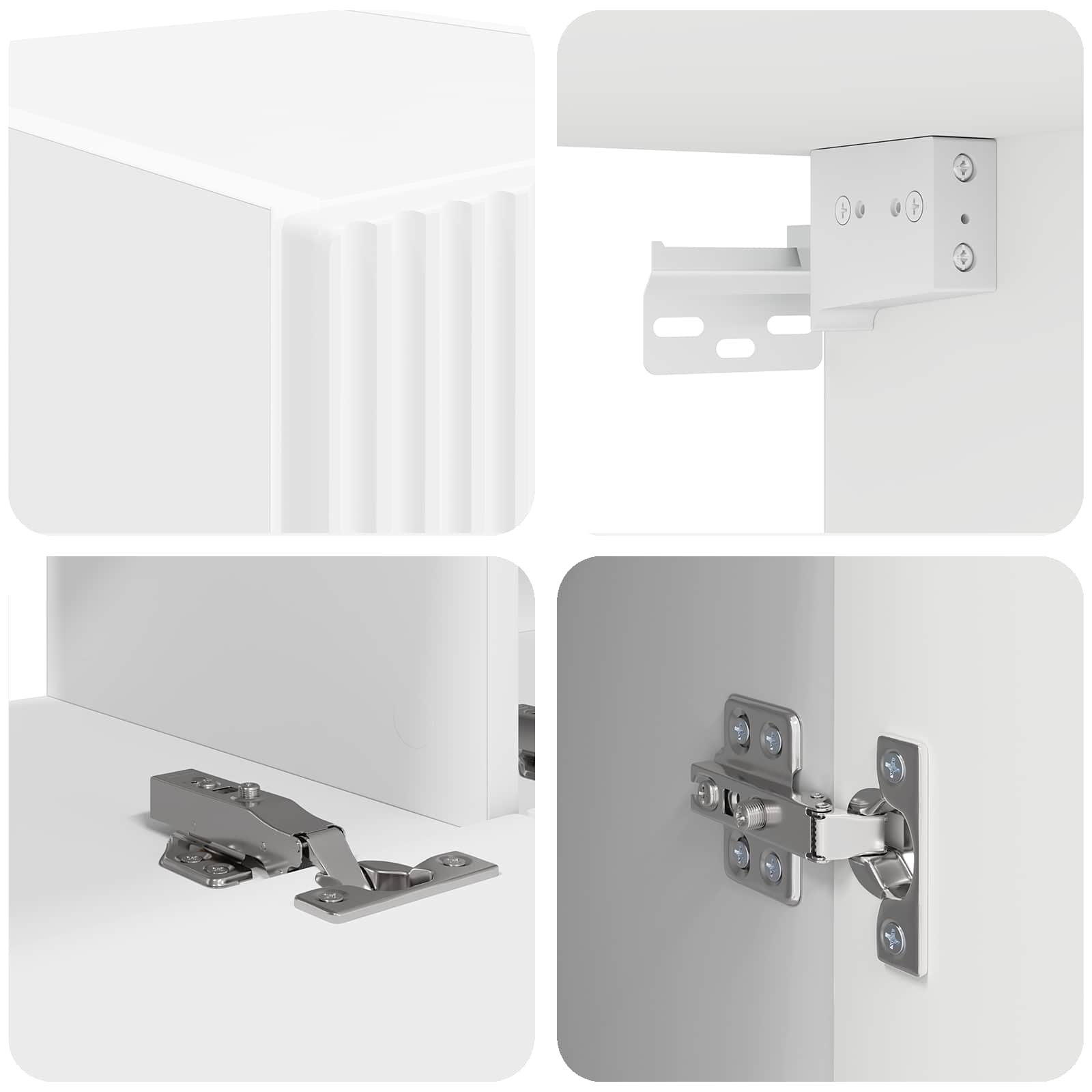vidaXL Tv-meubelset Wandgemonteerd 3 pcs Wit Bewerkt hout