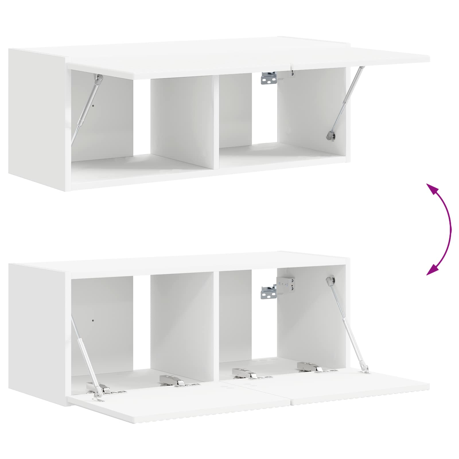 vidaXL Tv-meubelset Wandgemonteerd 3 pcs Wit Bewerkt hout