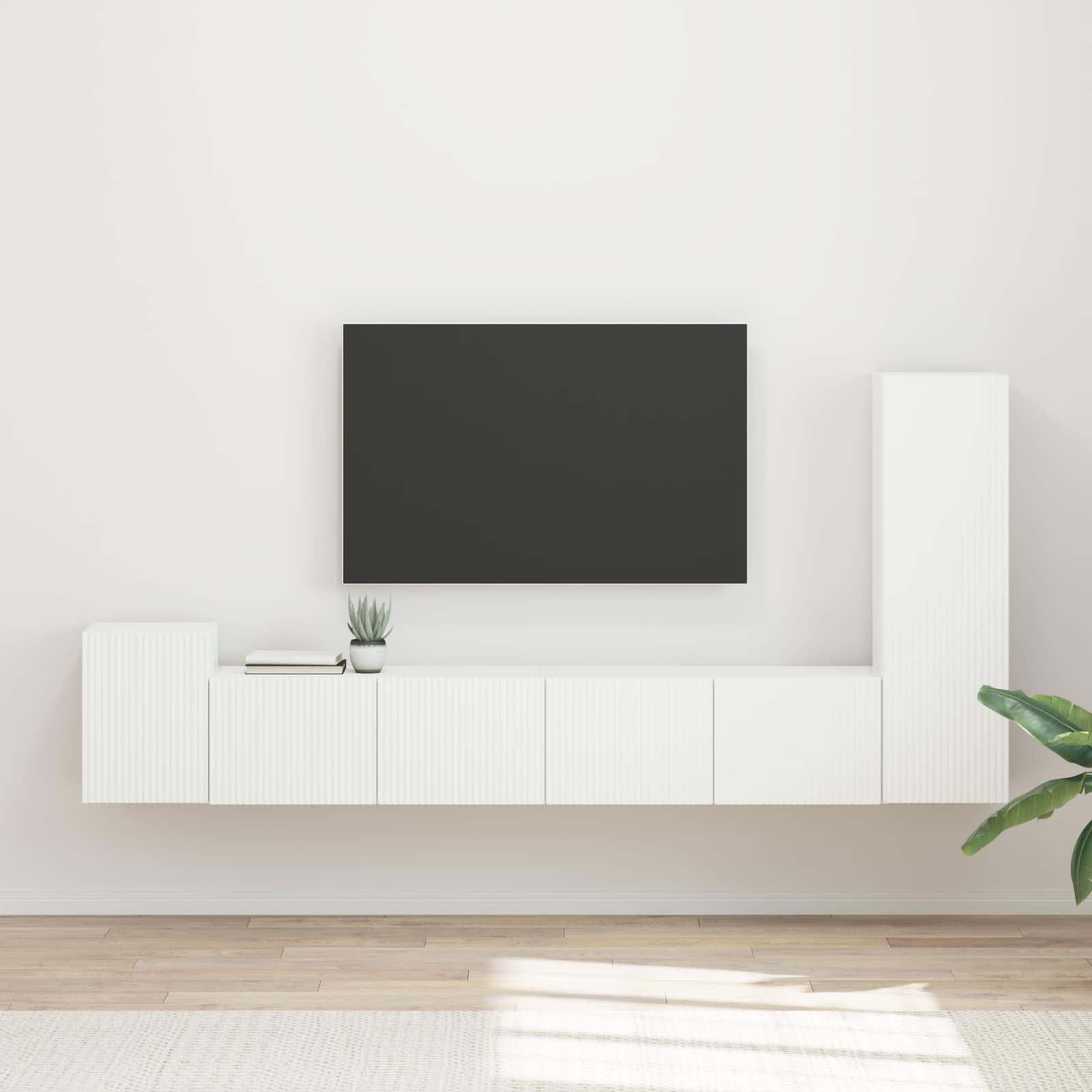 vidaXL Tv-meubelset Wandgemonteerd 3 pcs Wit Bewerkt hout