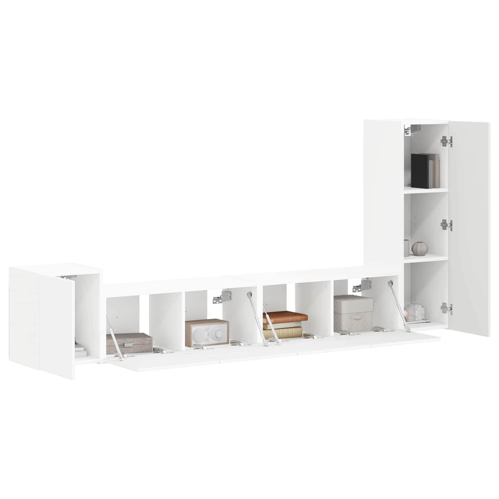 vidaXL Tv-meubelset Wandgemonteerd 3 pcs Wit Bewerkt hout