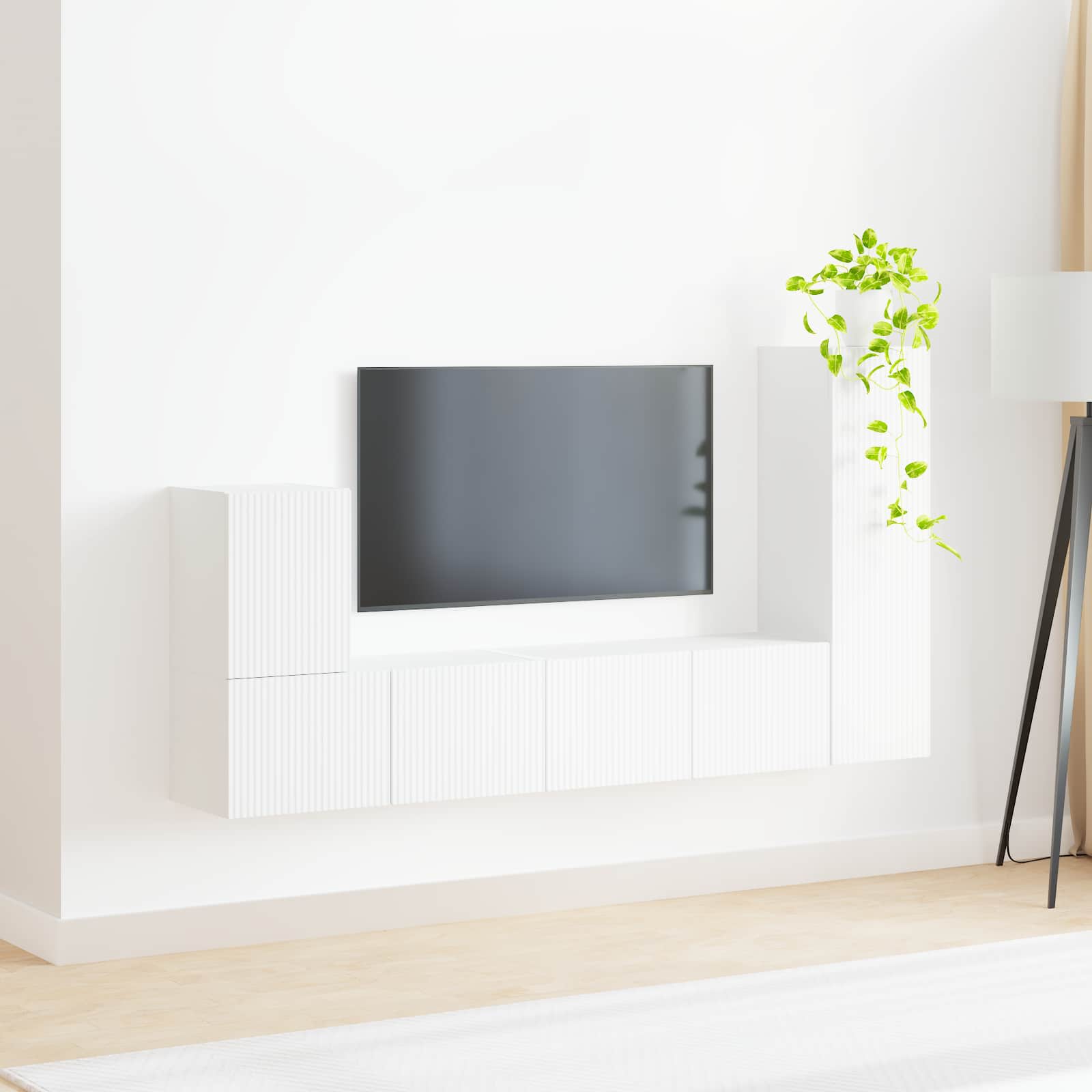 vidaXL Tv-meubelset Wandgemonteerd 3 pcs Wit Bewerkt hout